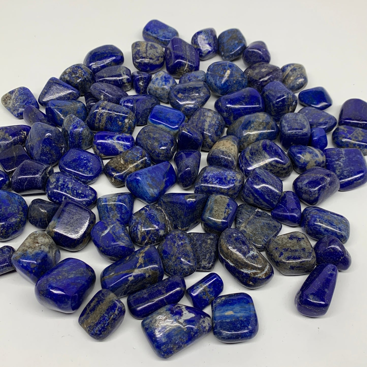 2.2 lb, 0.5"-1.2",82 pcs, Lapis Lazuli Tumbled Stone Polished, B36978