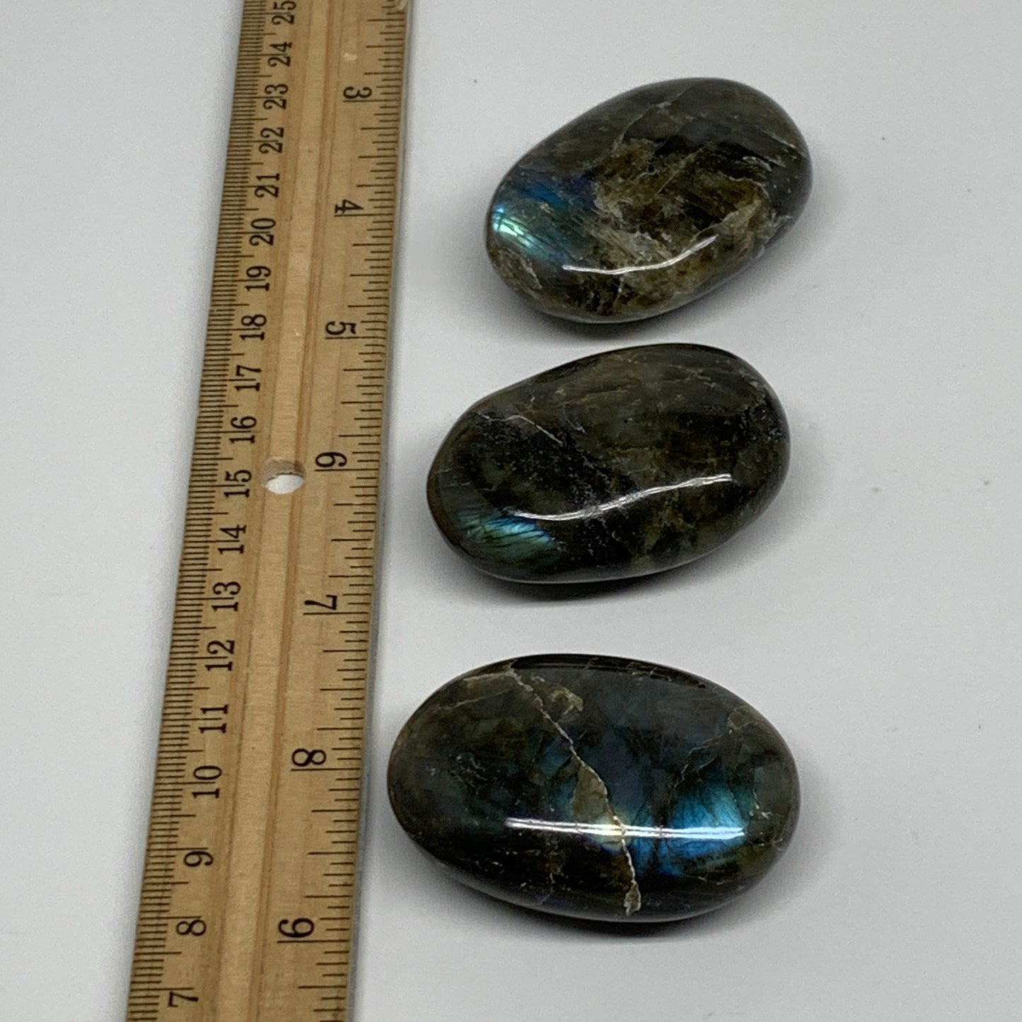 169.9g, 2"-2", 3pcs, Labradorite Palm-stone Polished Gemstone, B35540