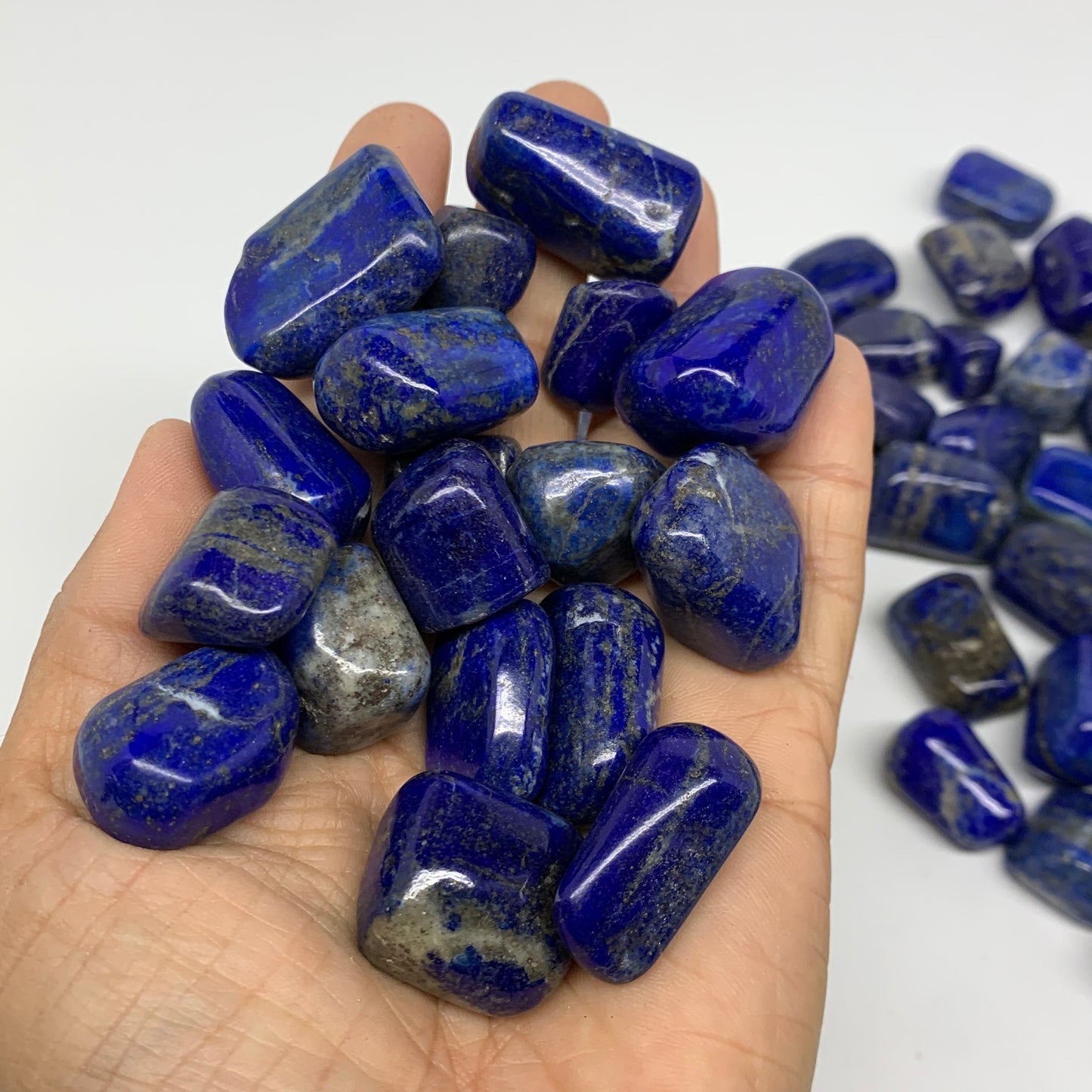 2.2 lb, 0.5"-1.2",82 pcs, Lapis Lazuli Tumbled Stone Polished, B36978