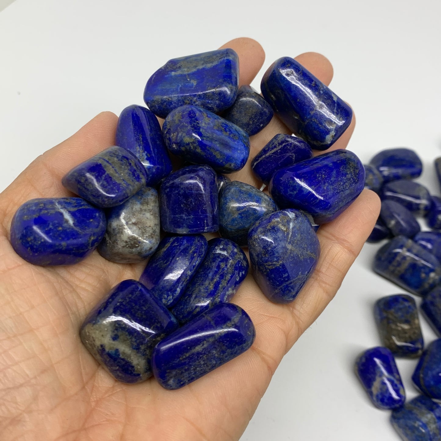 2.2 lb, 0.5"-1.2",82 pcs, Lapis Lazuli Tumbled Stone Polished, B36978