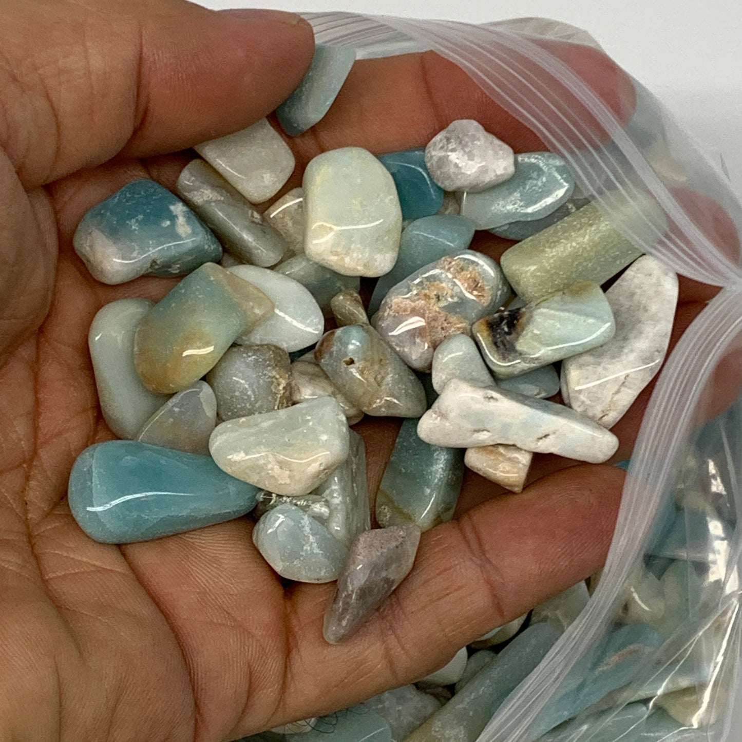2.2 lbs, Natural Amazonite Quartz Gravel, Chips, Tumbled Crystal Stones,