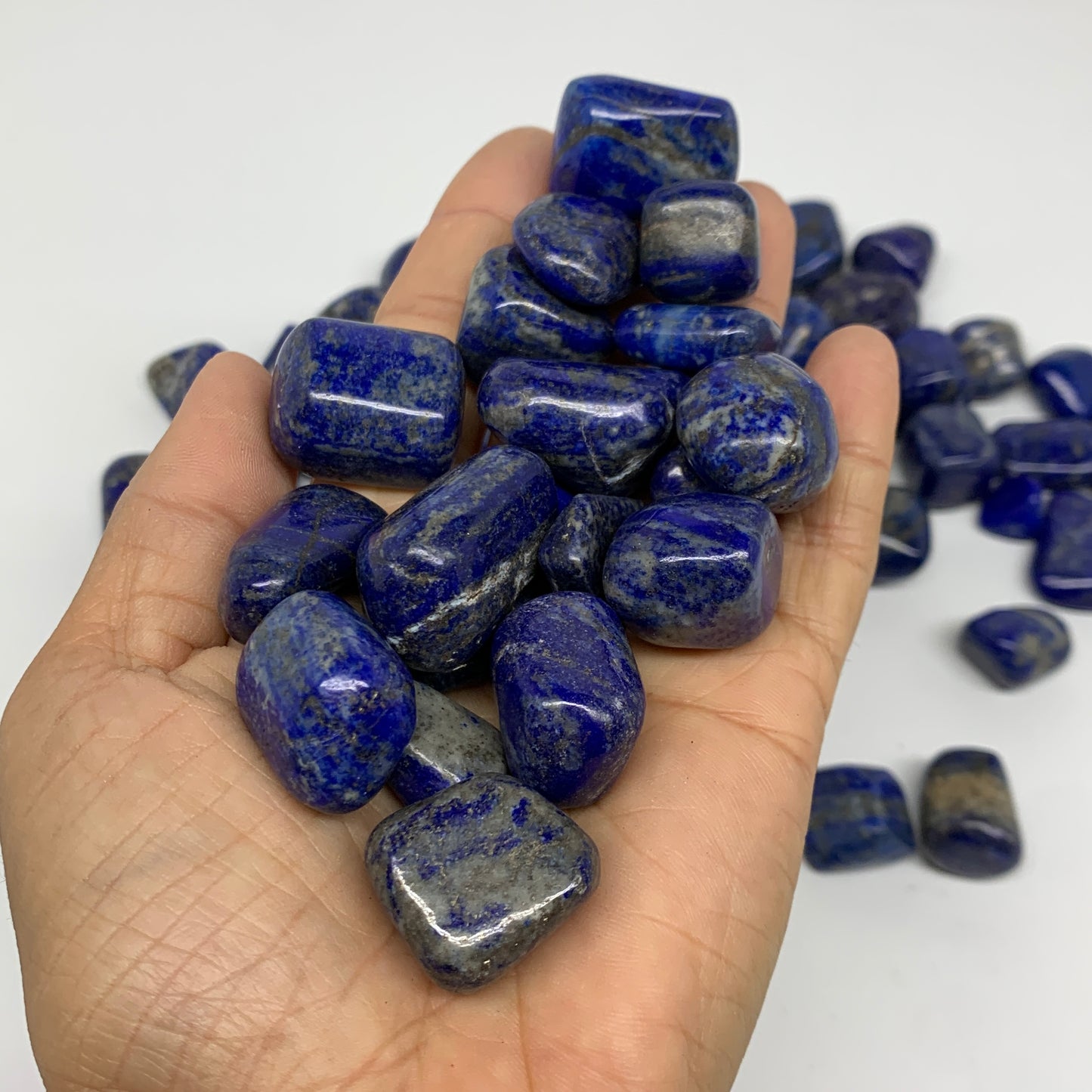 2.2 lb, 0.5"-1.2",82 pcs, Lapis Lazuli Tumbled Stone Polished, B36978