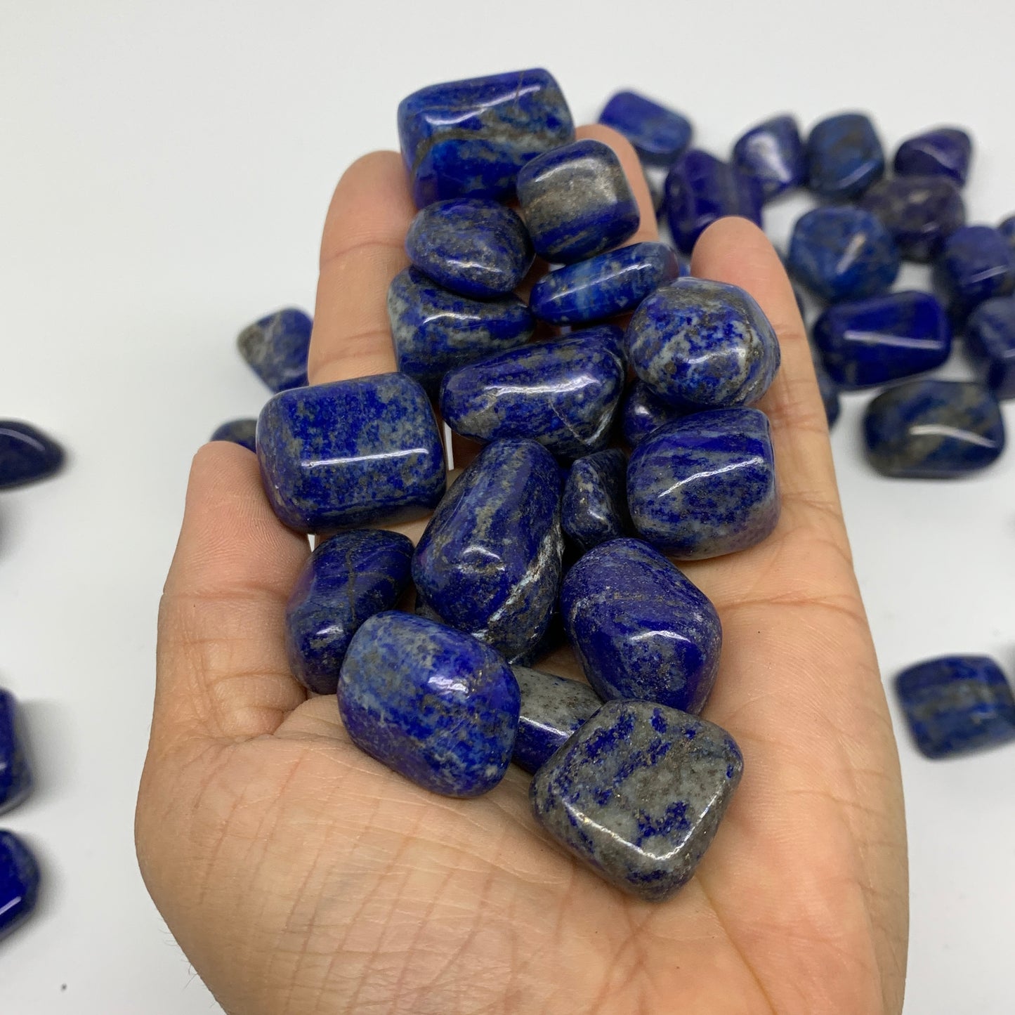 2.2 lb, 0.5"-1.2",82 pcs, Lapis Lazuli Tumbled Stone Polished, B36978