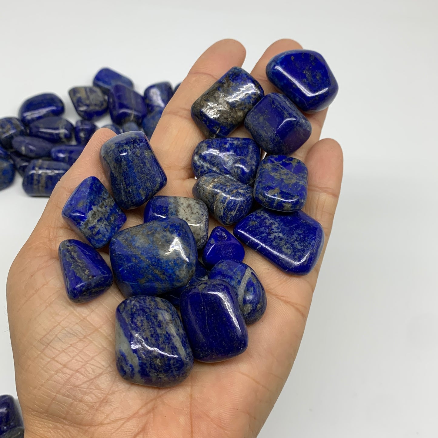 2.2 lb, 0.5"-1.2",82 pcs, Lapis Lazuli Tumbled Stone Polished, B36978
