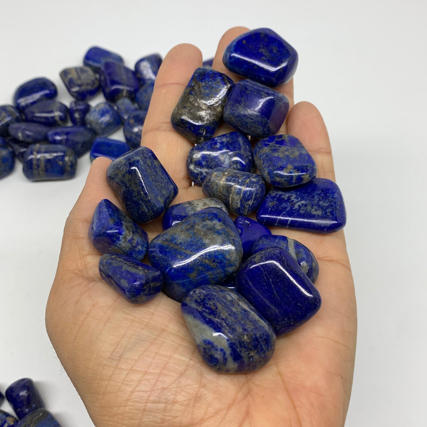 2.2 lb, 0.5"-1.2",82 pcs, Lapis Lazuli Tumbled Stone Polished, B36978