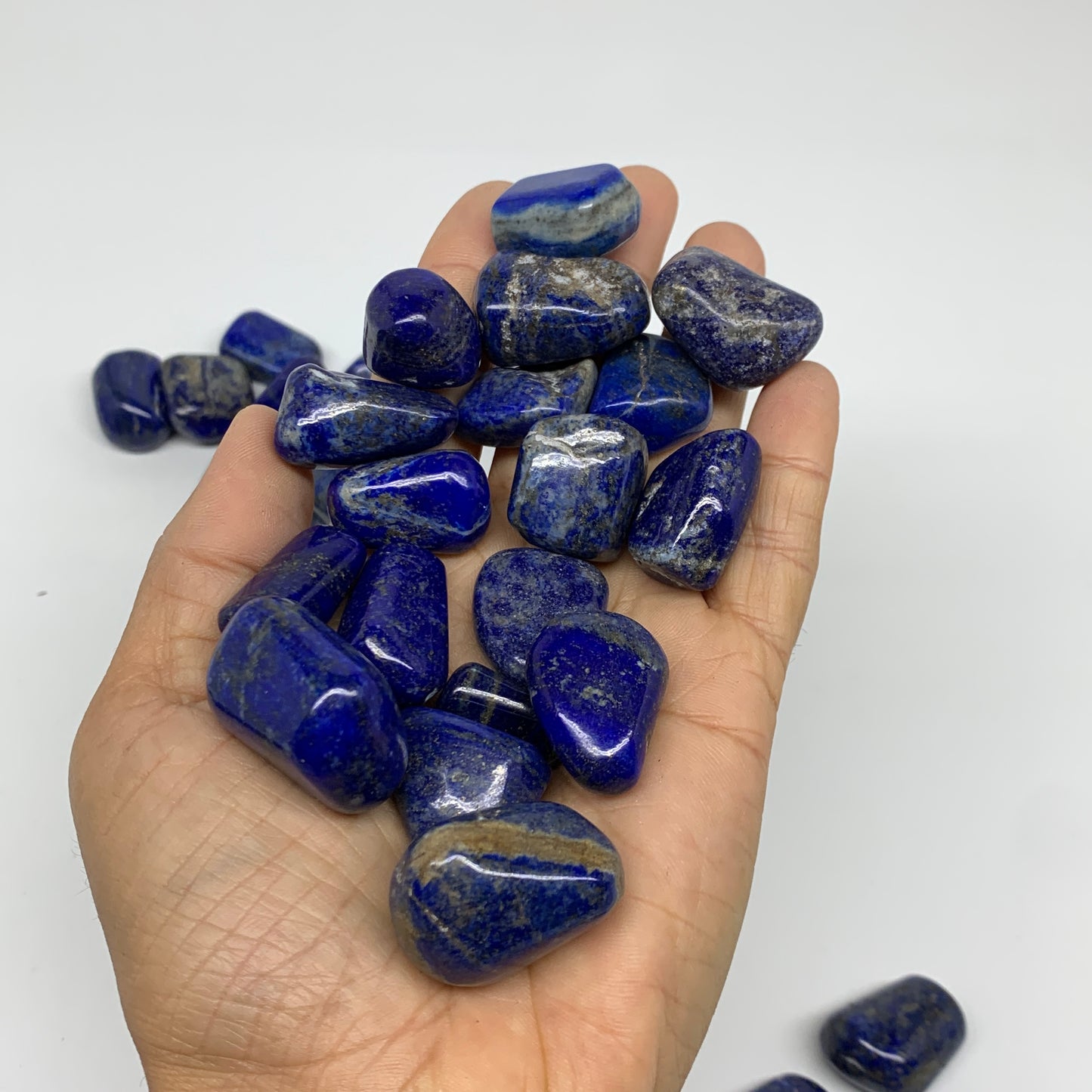 2.2 lb, 0.5"-1.2",82 pcs, Lapis Lazuli Tumbled Stone Polished, B36978