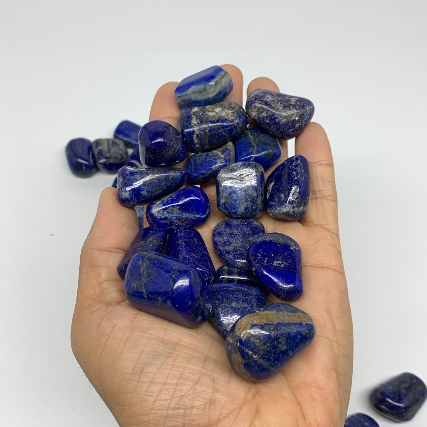 2.2 lb, 0.5"-1.2",82 pcs, Lapis Lazuli Tumbled Stone Polished, B36978