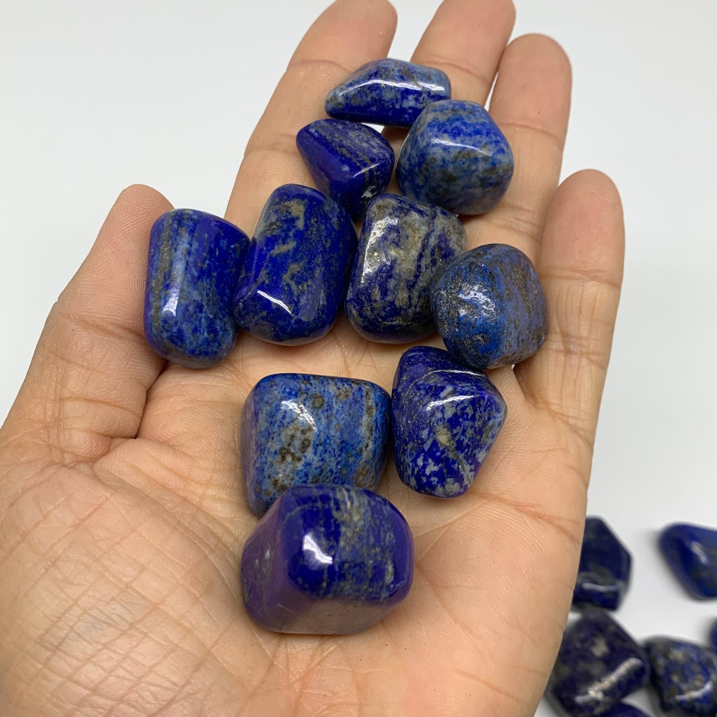 2.2 lb, 0.5"-1.2",82 pcs, Lapis Lazuli Tumbled Stone Polished, B36978