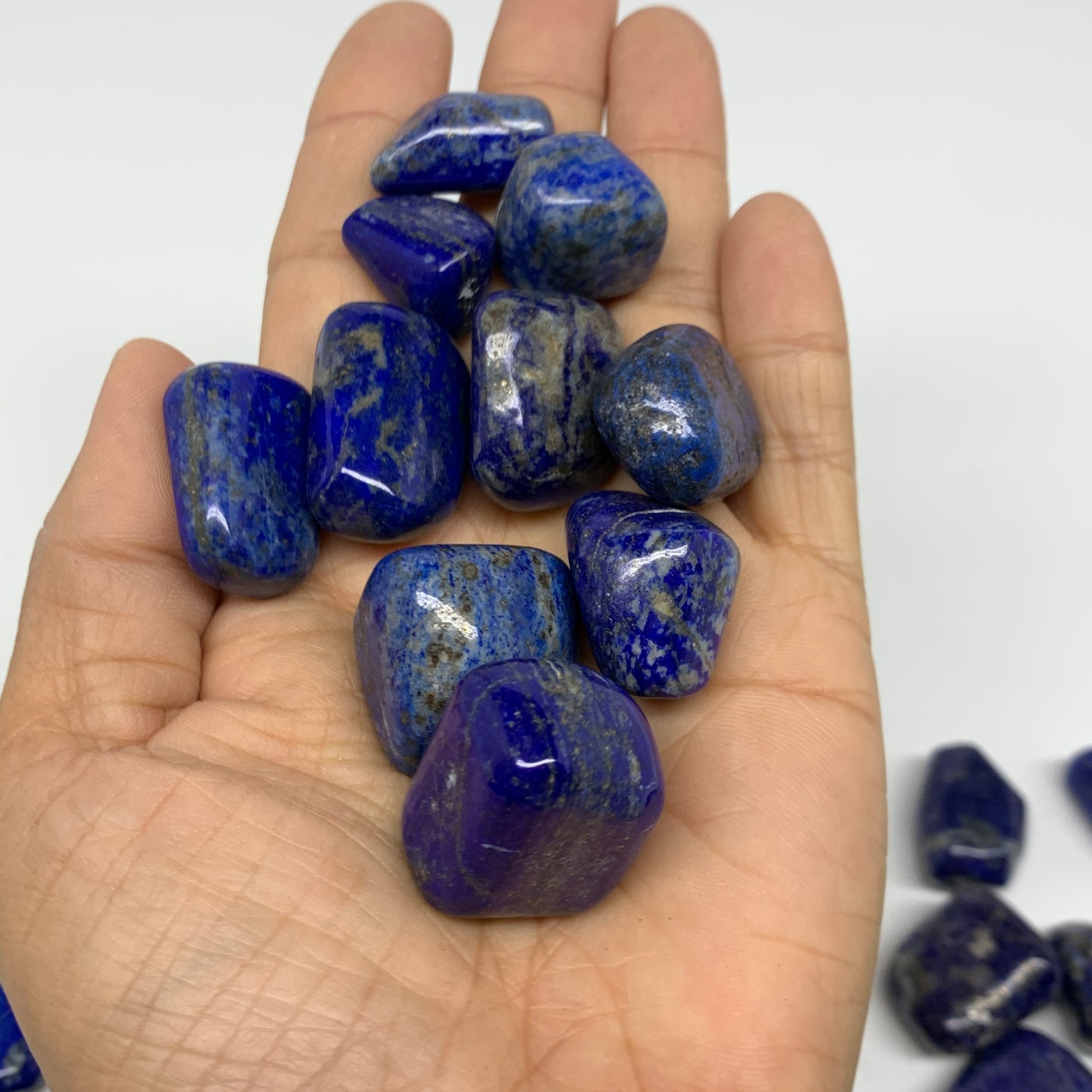 2.2 lb, 0.5"-1.2",82 pcs, Lapis Lazuli Tumbled Stone Polished, B36978