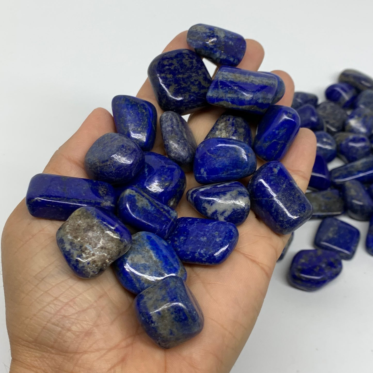 2.2 lb, 0.8"-1.4",87 pcs, Lapis Lazuli Tumbled Stone Polished, B36979