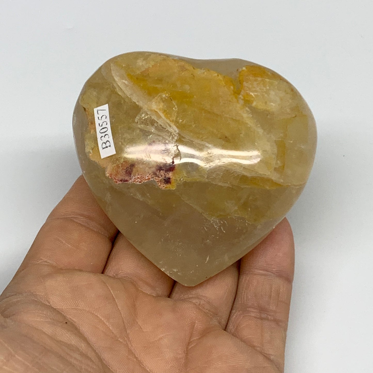185.2g, 2.5"x2.7"x1.2" Yellow Healing Quartz Heart Crystal @Madagascar, B30557