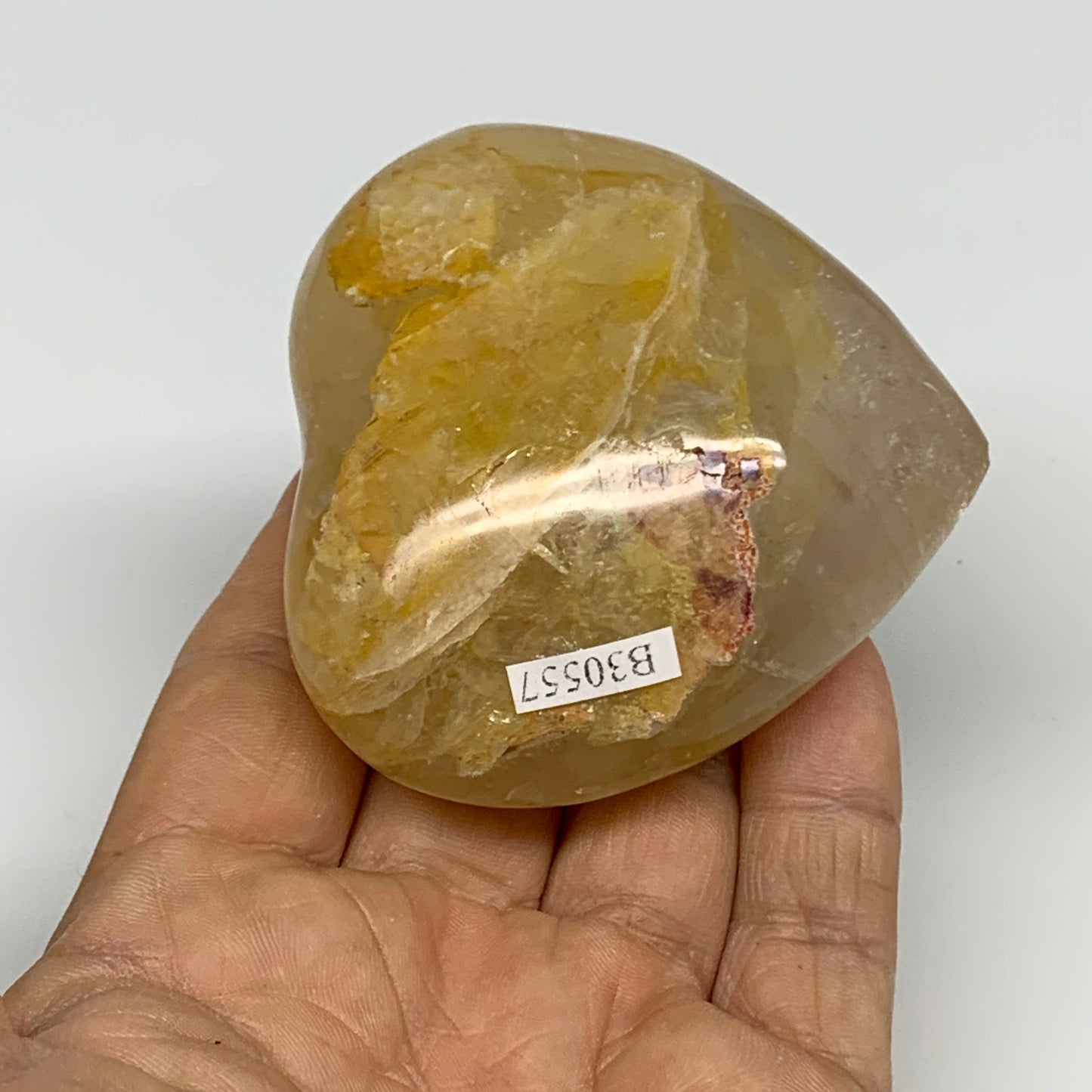 185.2g, 2.5"x2.7"x1.2" Yellow Healing Quartz Heart Crystal @Madagascar, B30557