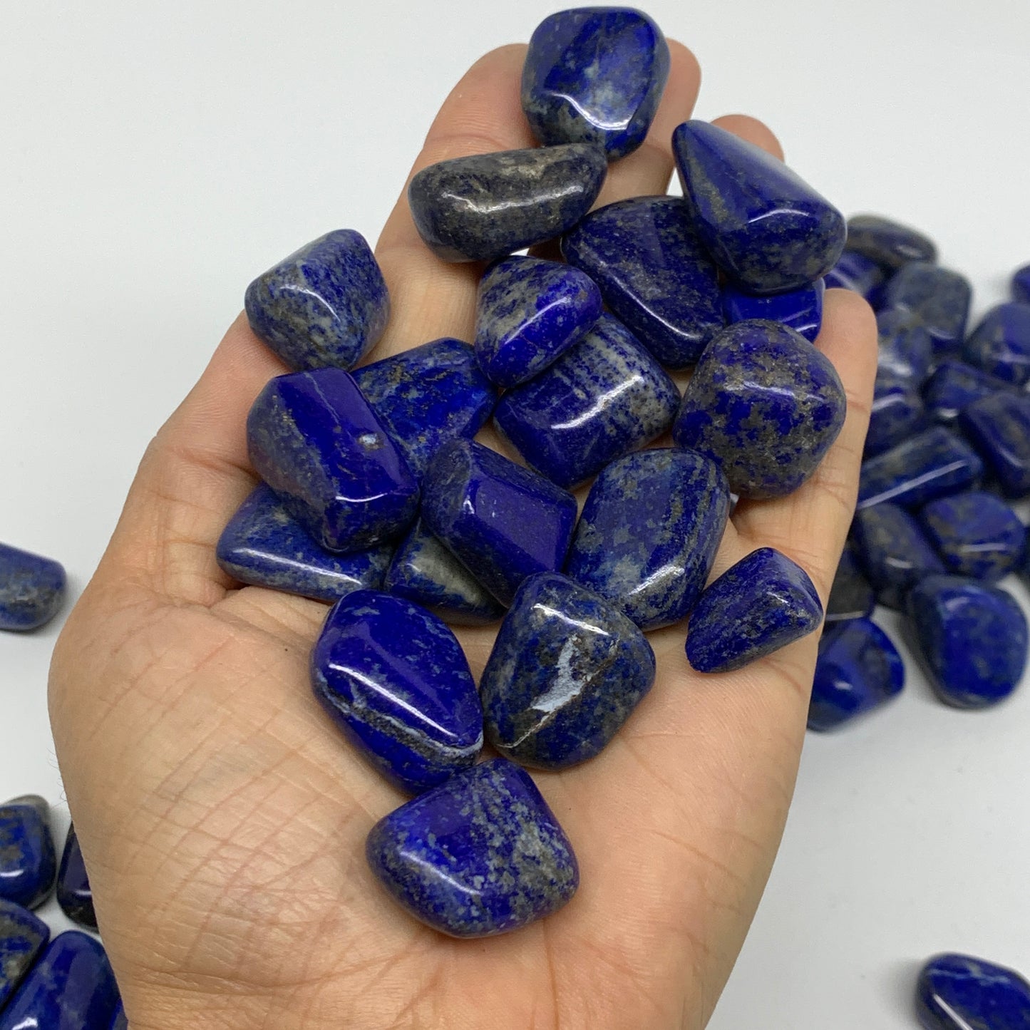 2.2 lb, 0.8"-1.4",87 pcs, Lapis Lazuli Tumbled Stone Polished, B36979