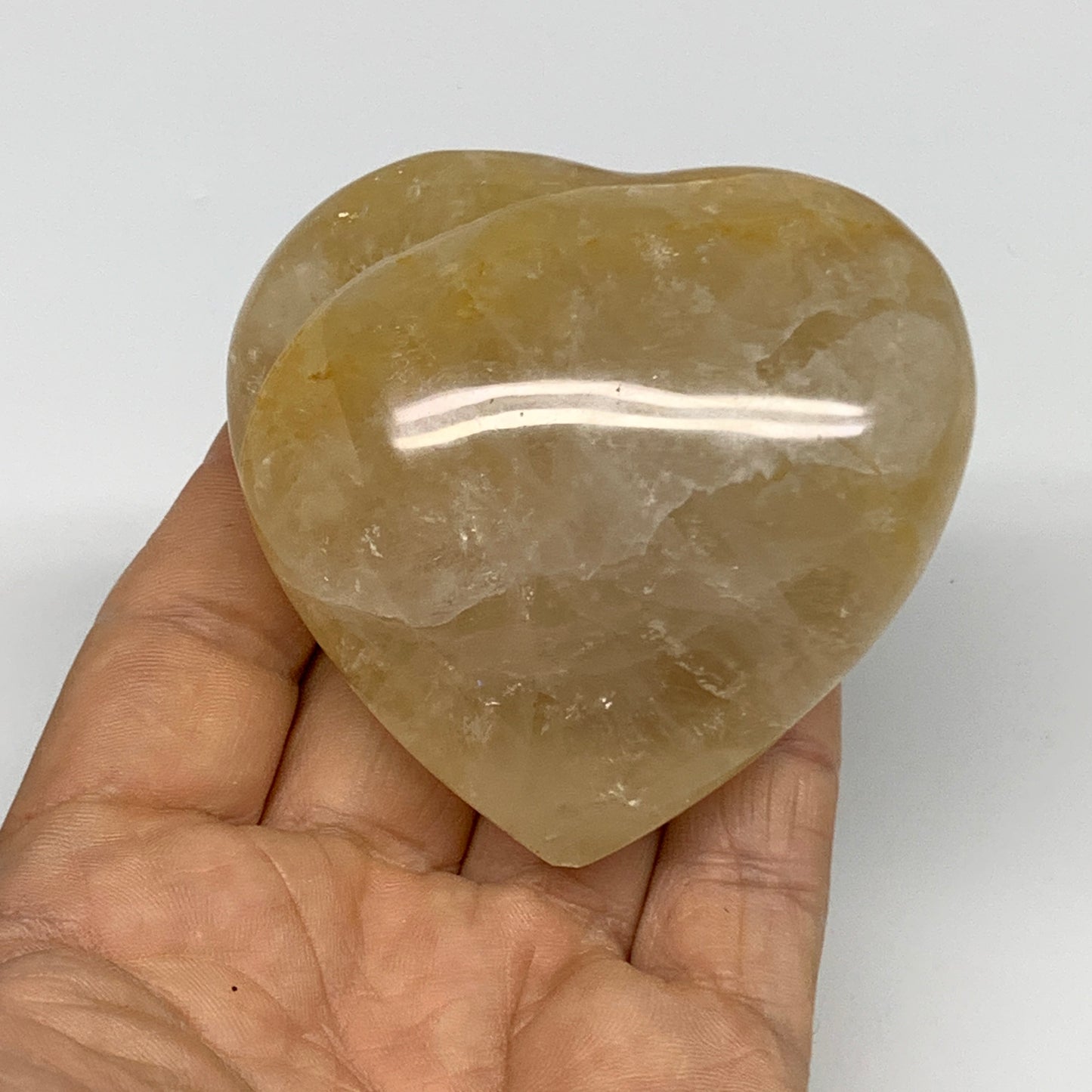 185.2g, 2.5"x2.7"x1.2" Yellow Healing Quartz Heart Crystal @Madagascar, B30557