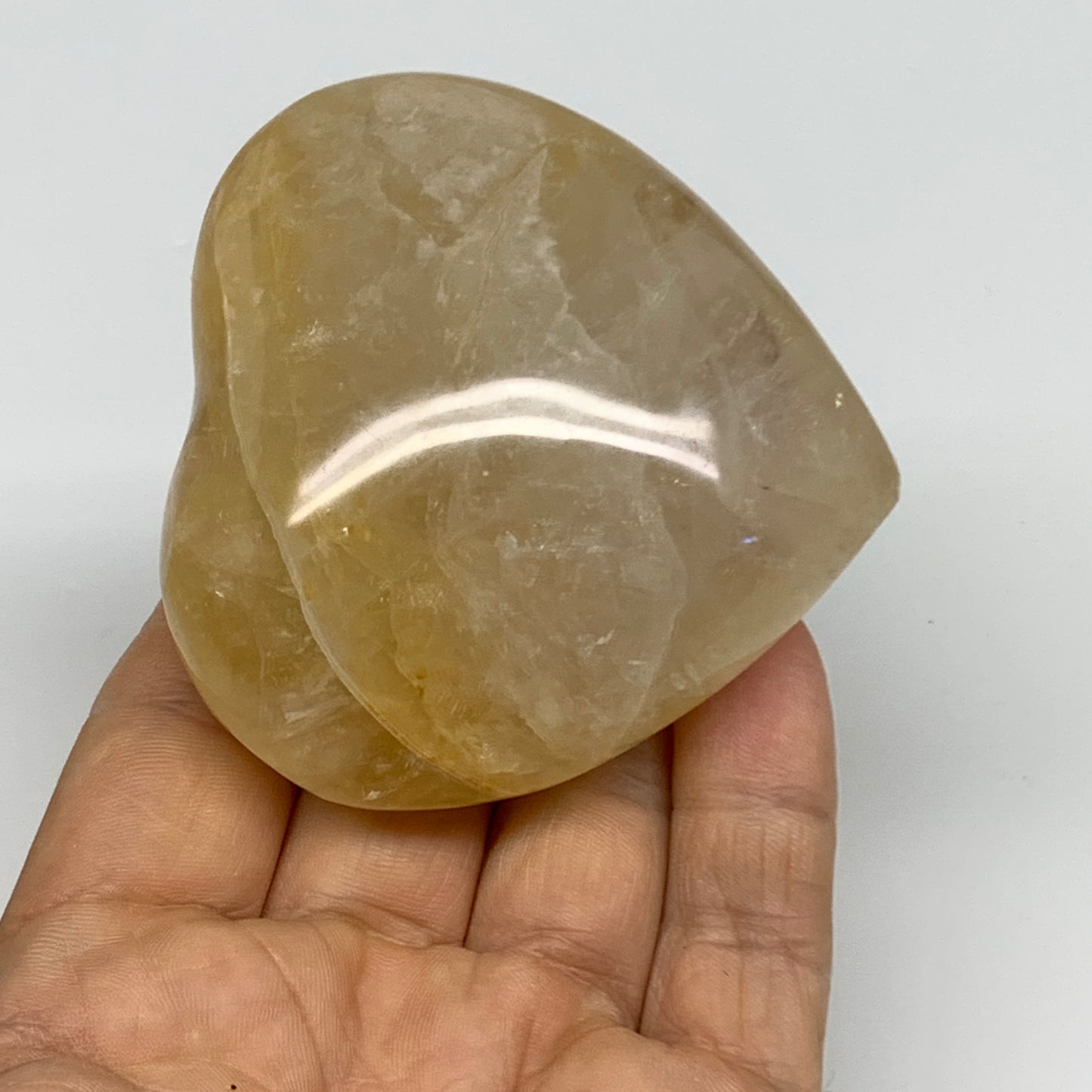 185.2g, 2.5"x2.7"x1.2" Yellow Healing Quartz Heart Crystal @Madagascar, B30557