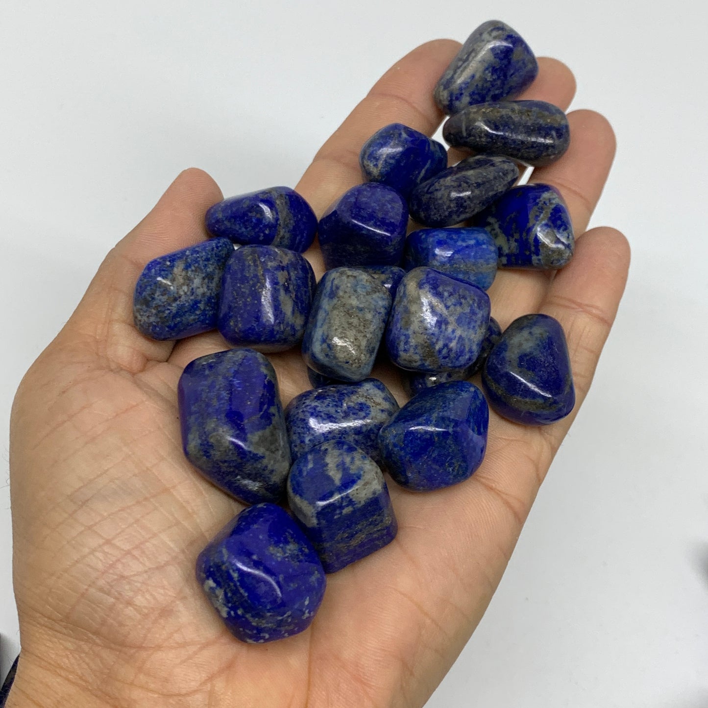 2.2 lb, 0.8"-1.4",87 pcs, Lapis Lazuli Tumbled Stone Polished, B36979