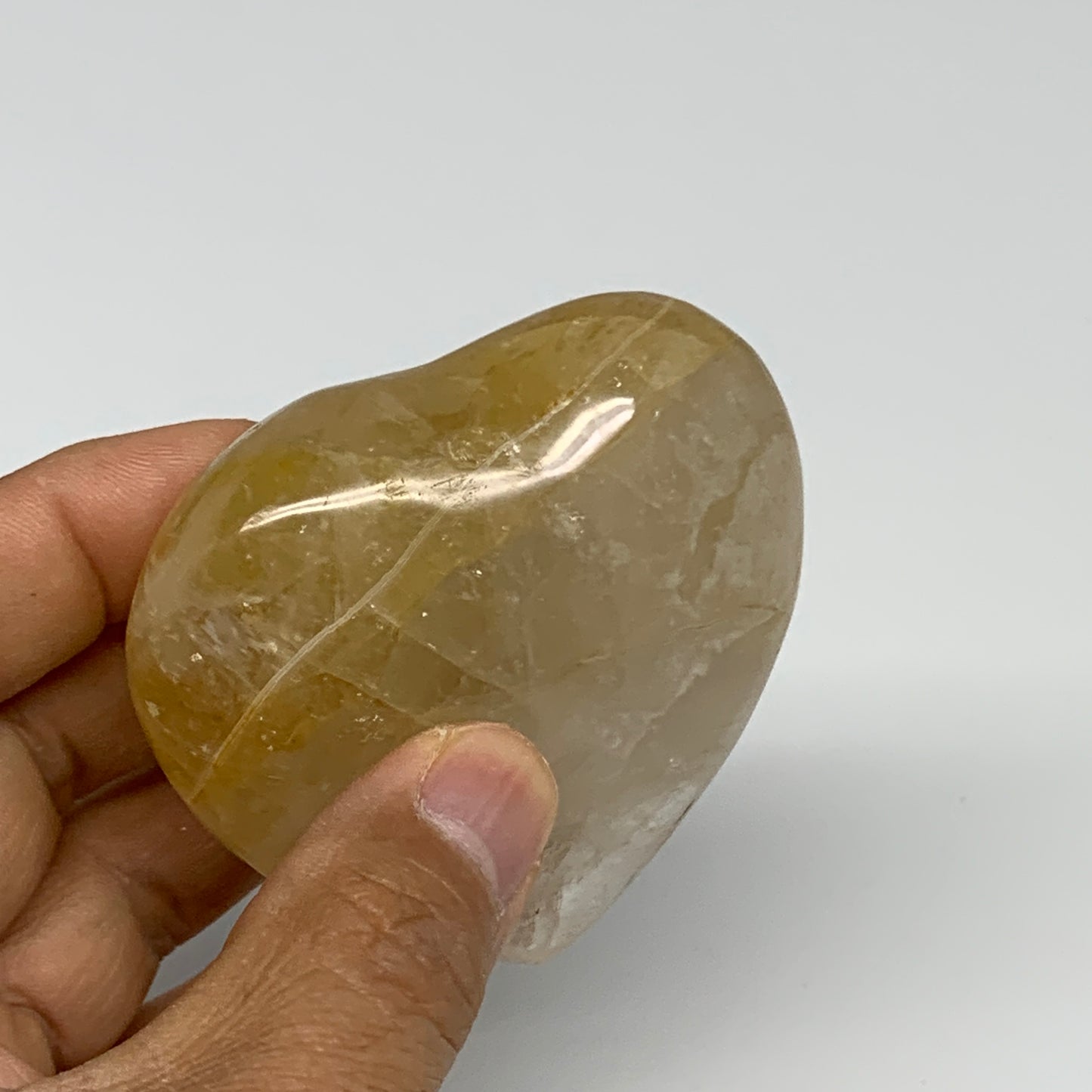 185.2g, 2.5"x2.7"x1.2" Yellow Healing Quartz Heart Crystal @Madagascar, B30557
