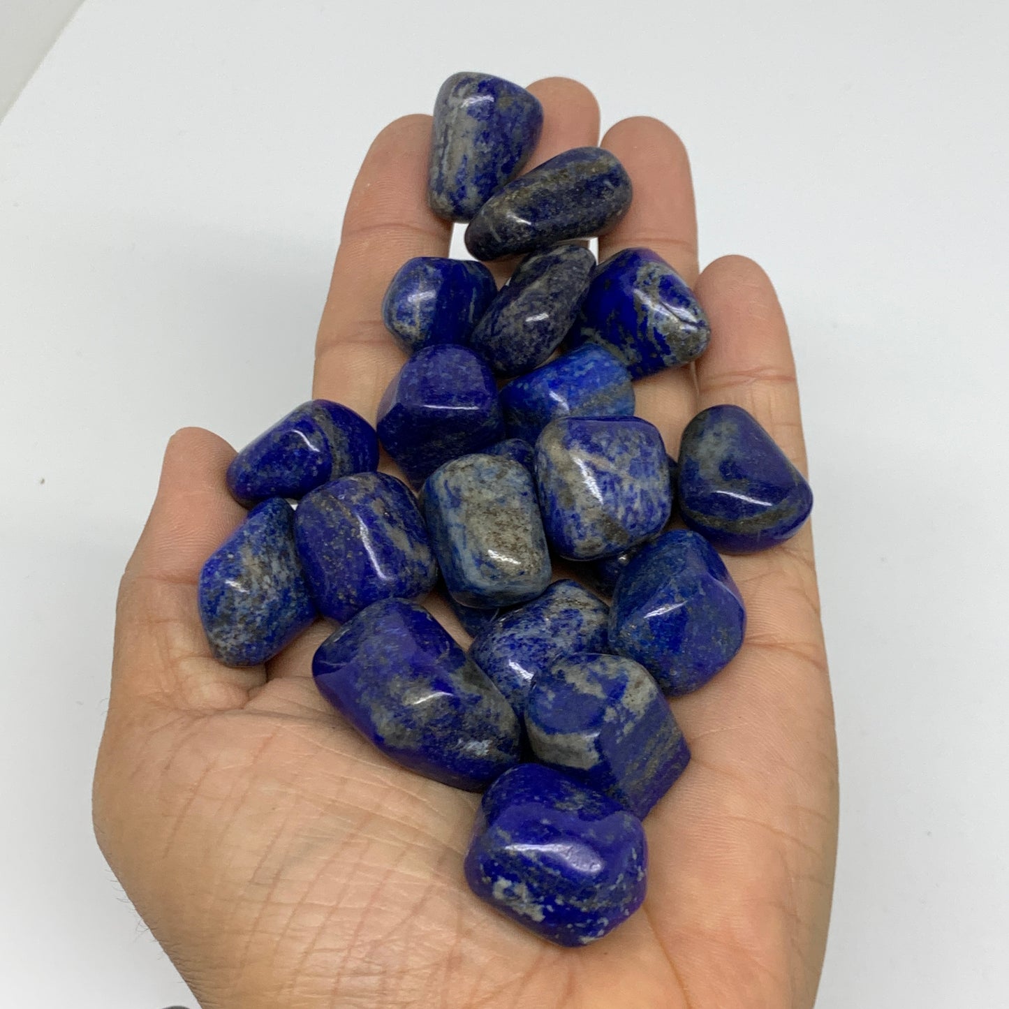 2.2 lb, 0.8"-1.4",87 pcs, Lapis Lazuli Tumbled Stone Polished, B36979