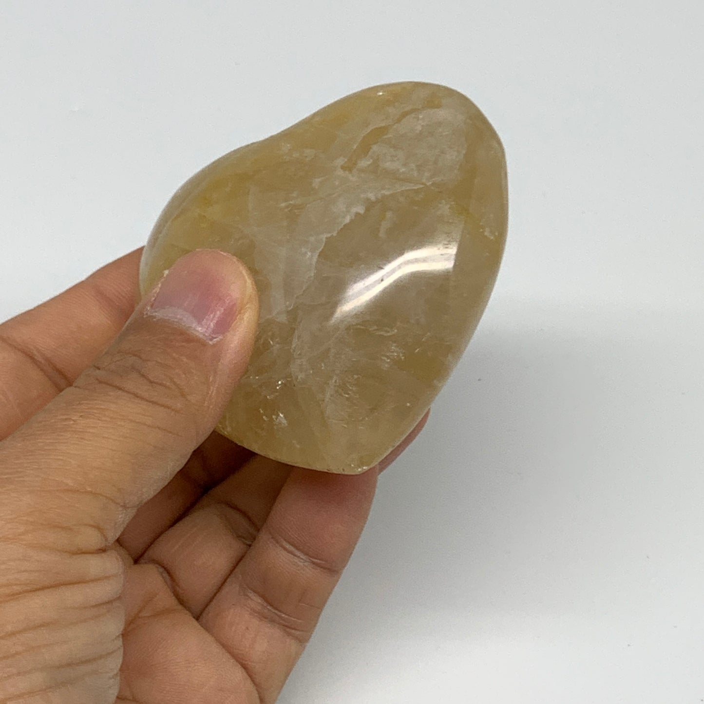 185.2g, 2.5"x2.7"x1.2" Yellow Healing Quartz Heart Crystal @Madagascar, B30557