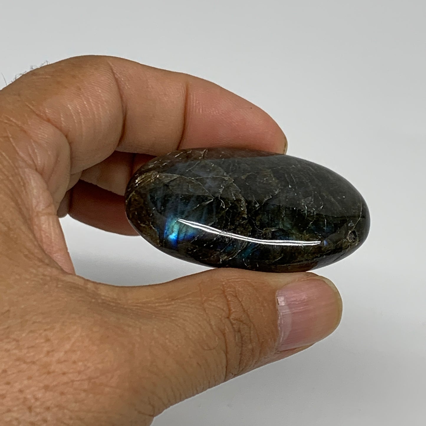 153.2g, 2"-2", 3pcs, Labradorite Palm-stone Polished Gemstone, B35542