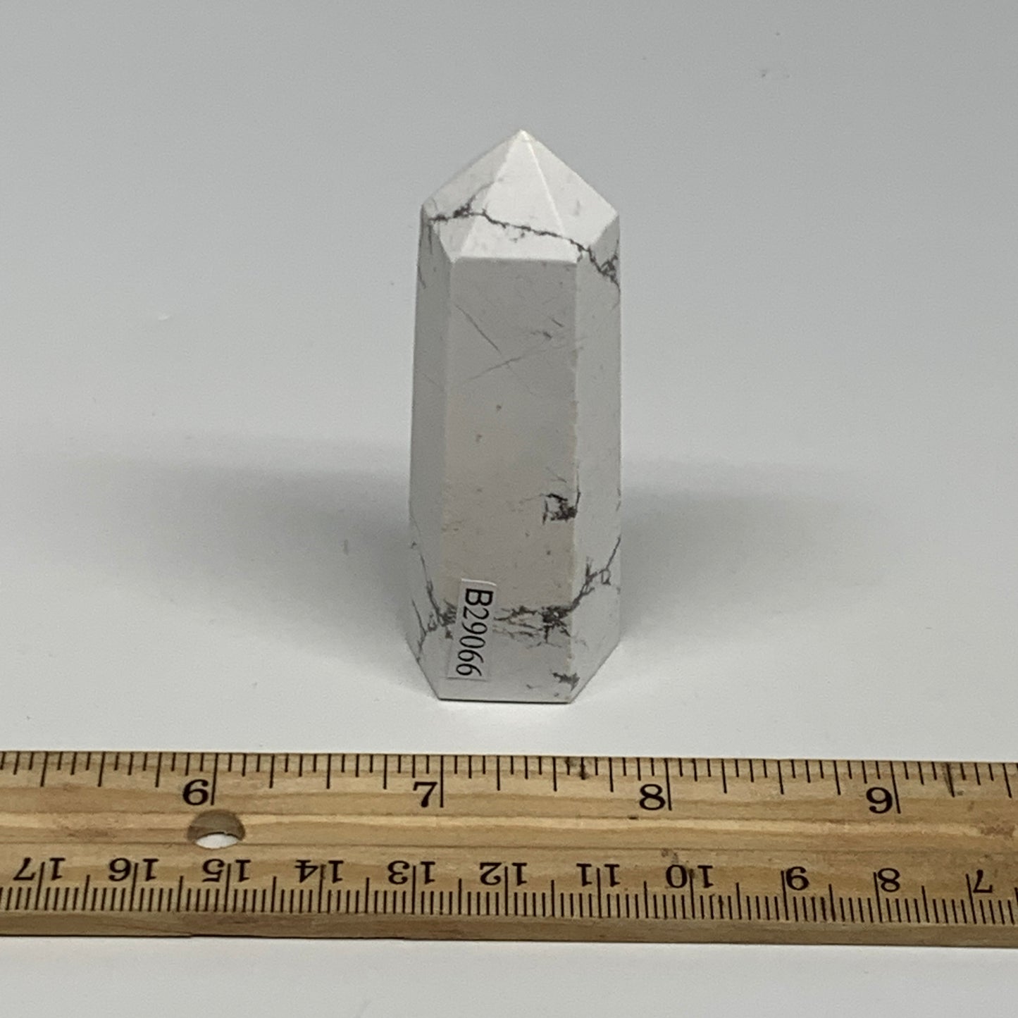 73.4g, 2.9"x0.9"x0.9", Natural Howlite Point Tower Obelisk Crystal, B29066