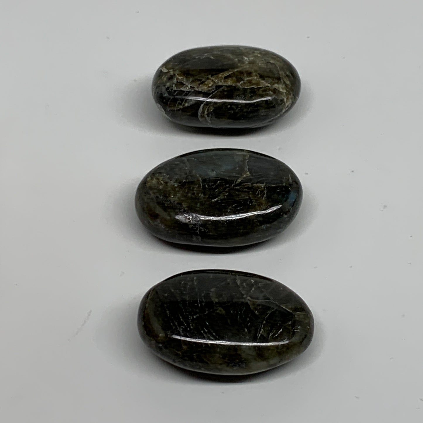 153.2g, 2"-2", 3pcs, Labradorite Palm-stone Polished Gemstone, B35542