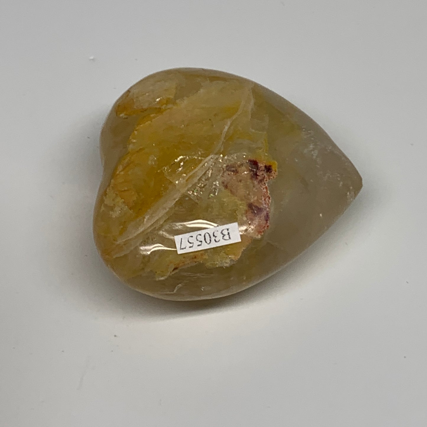 185.2g, 2.5"x2.7"x1.2" Yellow Healing Quartz Heart Crystal @Madagascar, B30557