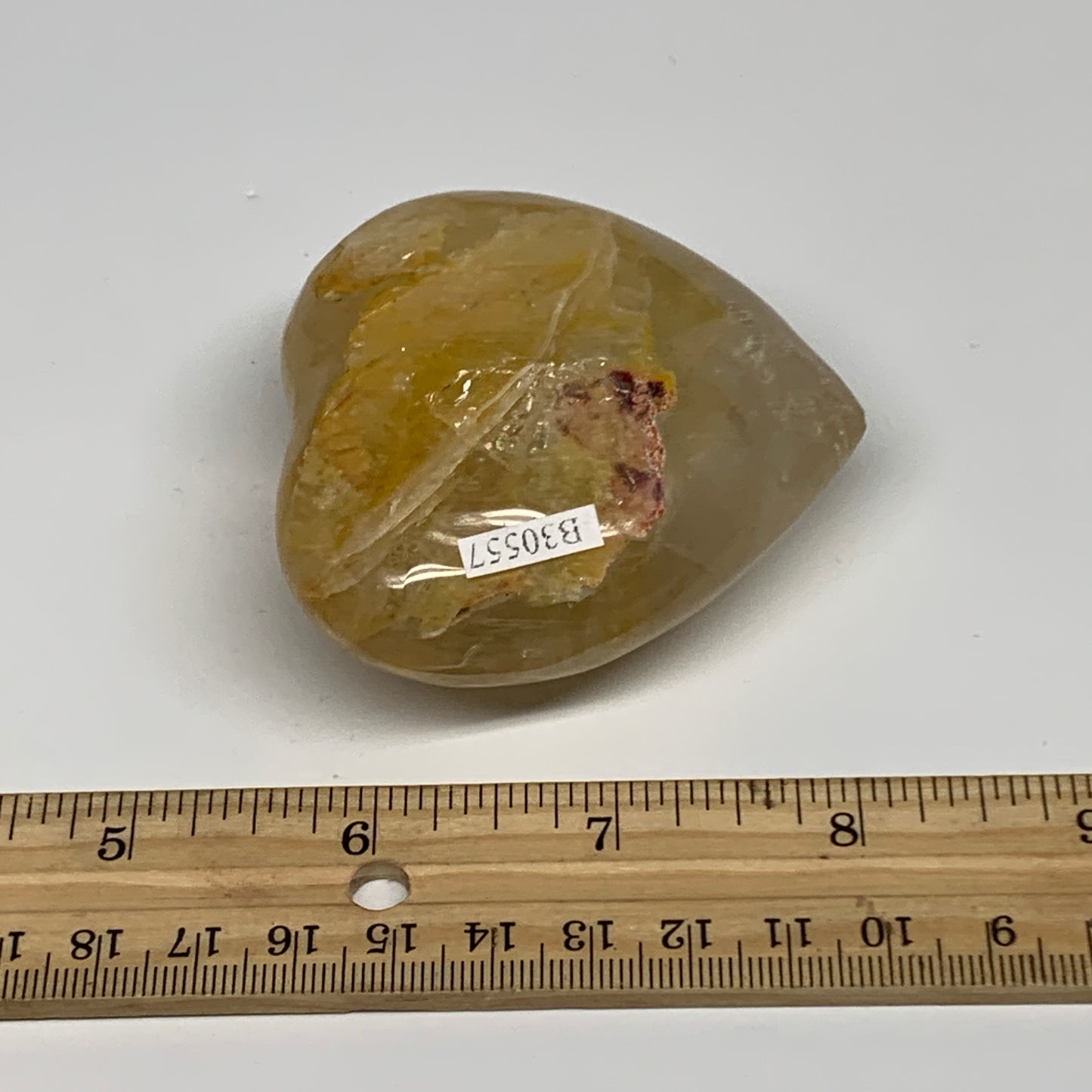 185.2g, 2.5"x2.7"x1.2" Yellow Healing Quartz Heart Crystal @Madagascar, B30557