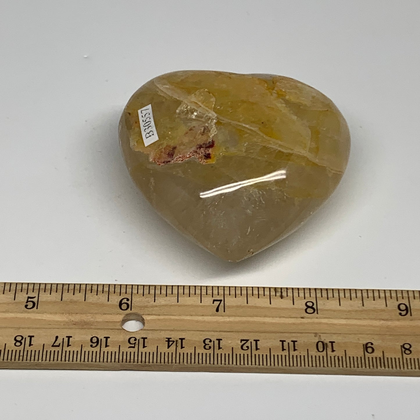 185.2g, 2.5"x2.7"x1.2" Yellow Healing Quartz Heart Crystal @Madagascar, B30557