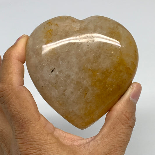 303.1g, 3.1"x3.1"x1.3" Yellow Healing Quartz Heart Crystal @Madagascar, B30558