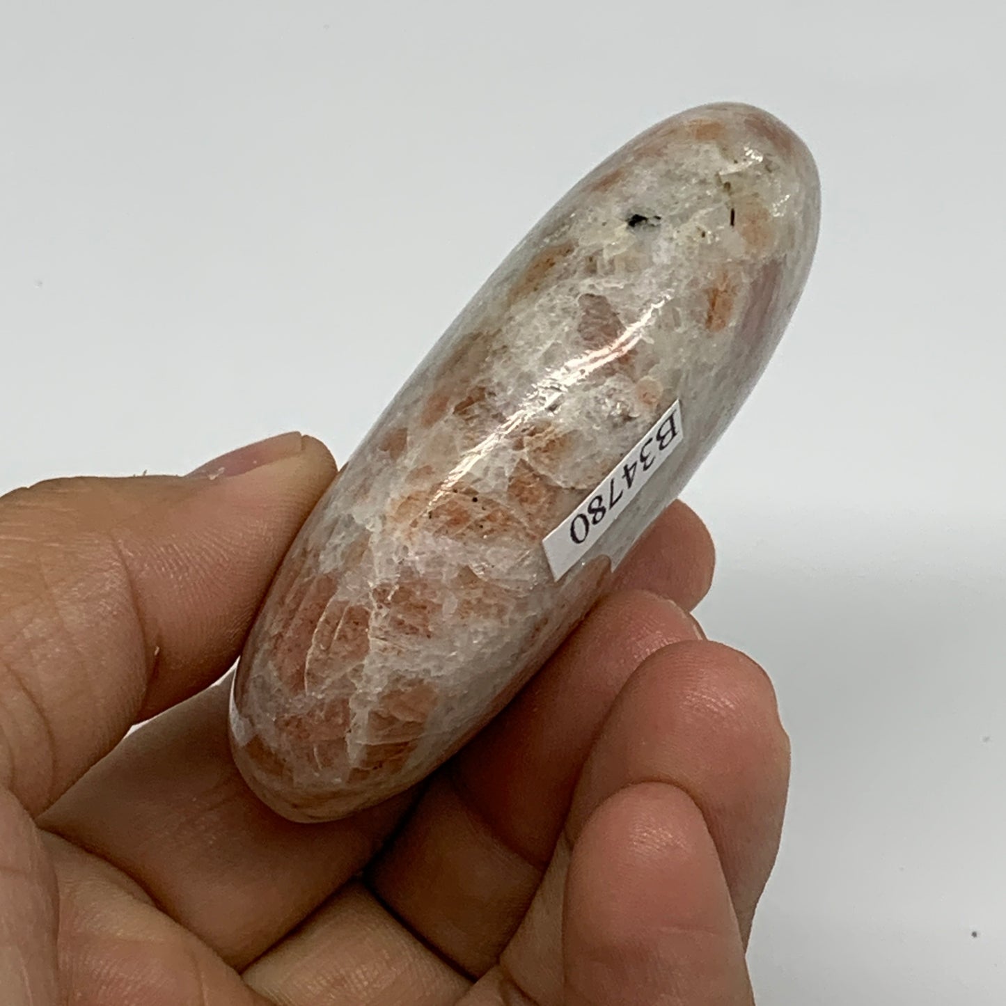 112g, 2.7"x1.8"x0.9", Natural Sunstone Palm-Stone Polished from India, B34780