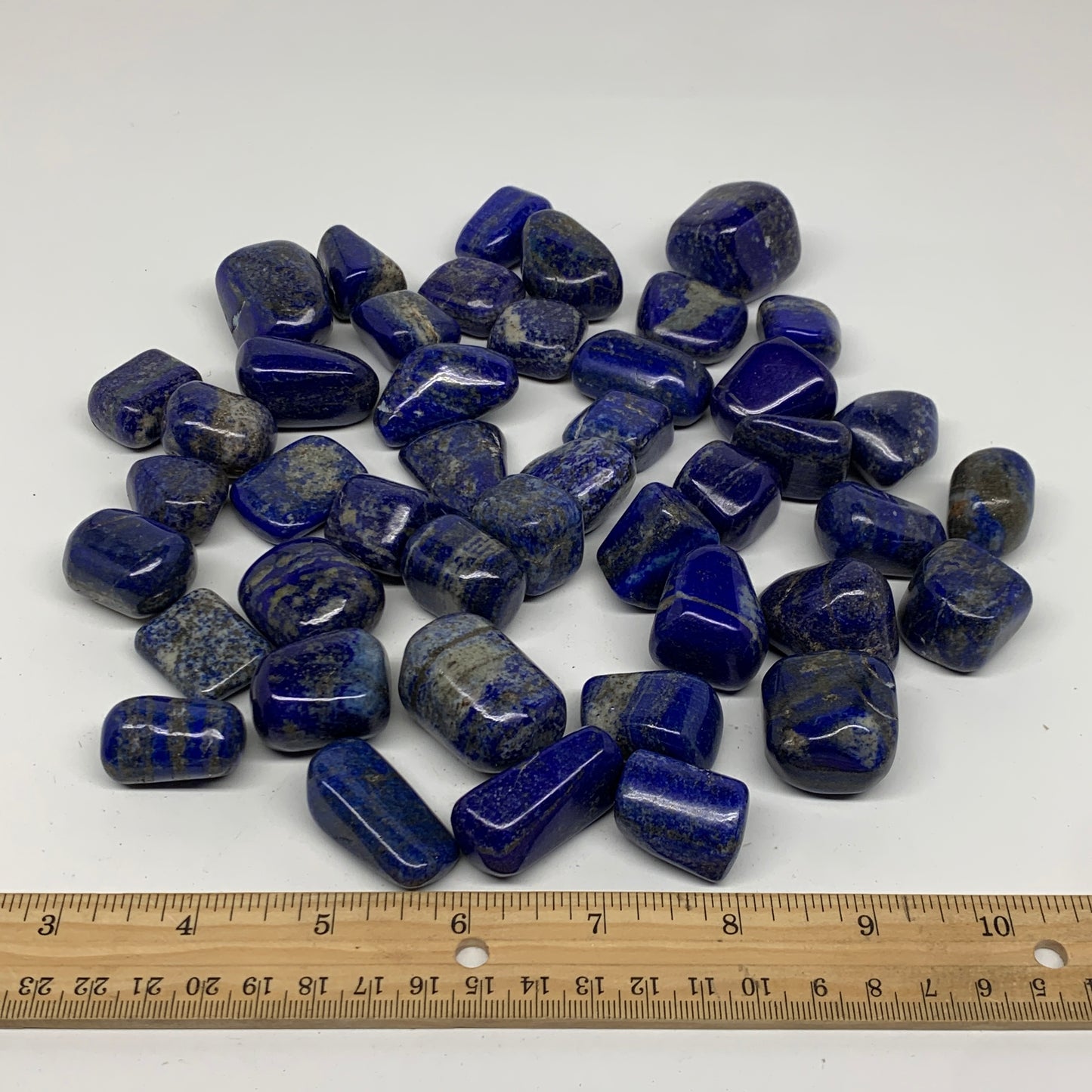 2.2 lb, 0.9"-1.6", 44 pcs, Lapis Lazuli Tumbled Stone Polished, B36980