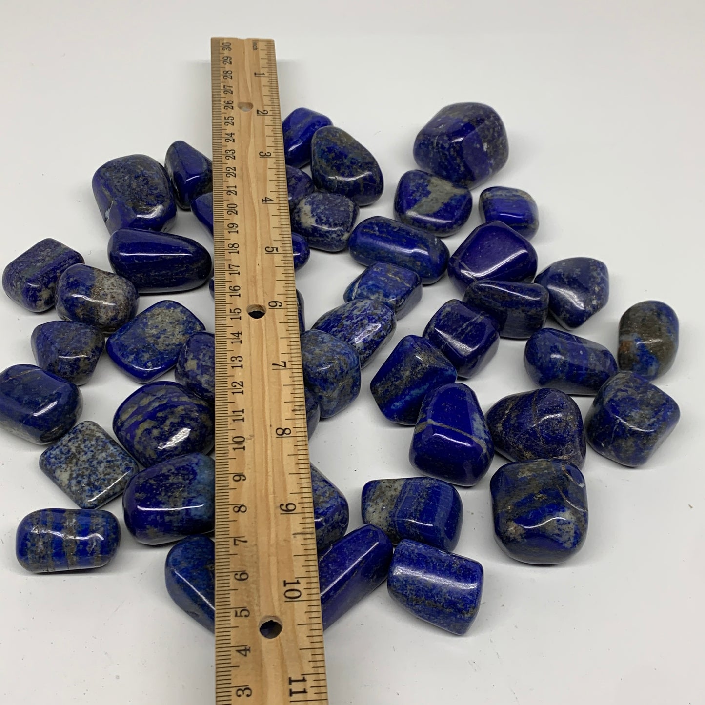 2.2 lb, 0.9"-1.6", 44 pcs, Lapis Lazuli Tumbled Stone Polished, B36980