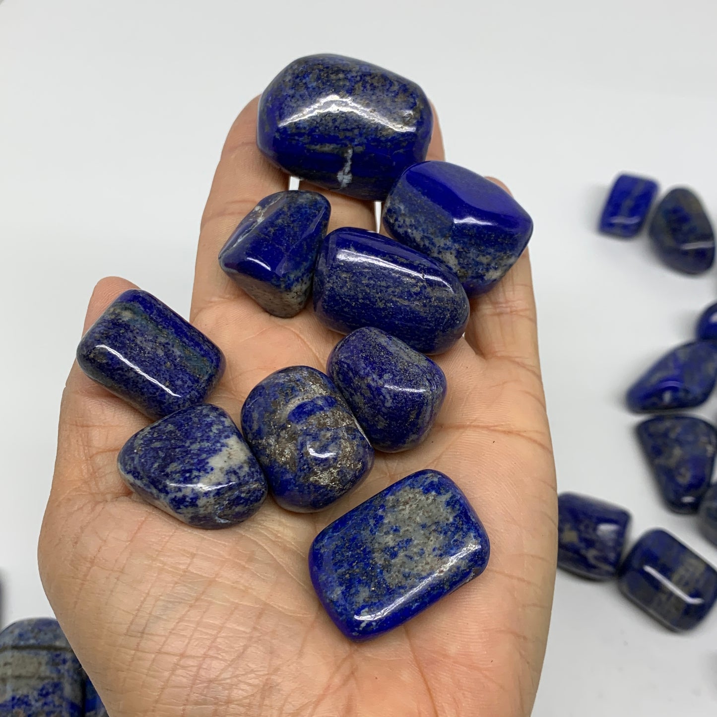 2.2 lb, 0.9"-1.6", 44 pcs, Lapis Lazuli Tumbled Stone Polished, B36980
