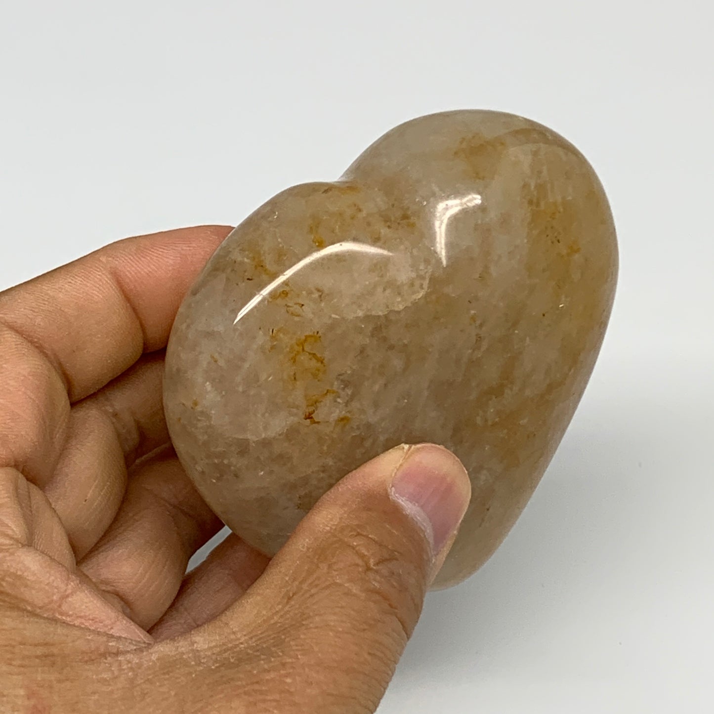 303.1g, 3.1"x3.1"x1.3" Yellow Healing Quartz Heart Crystal @Madagascar, B30558