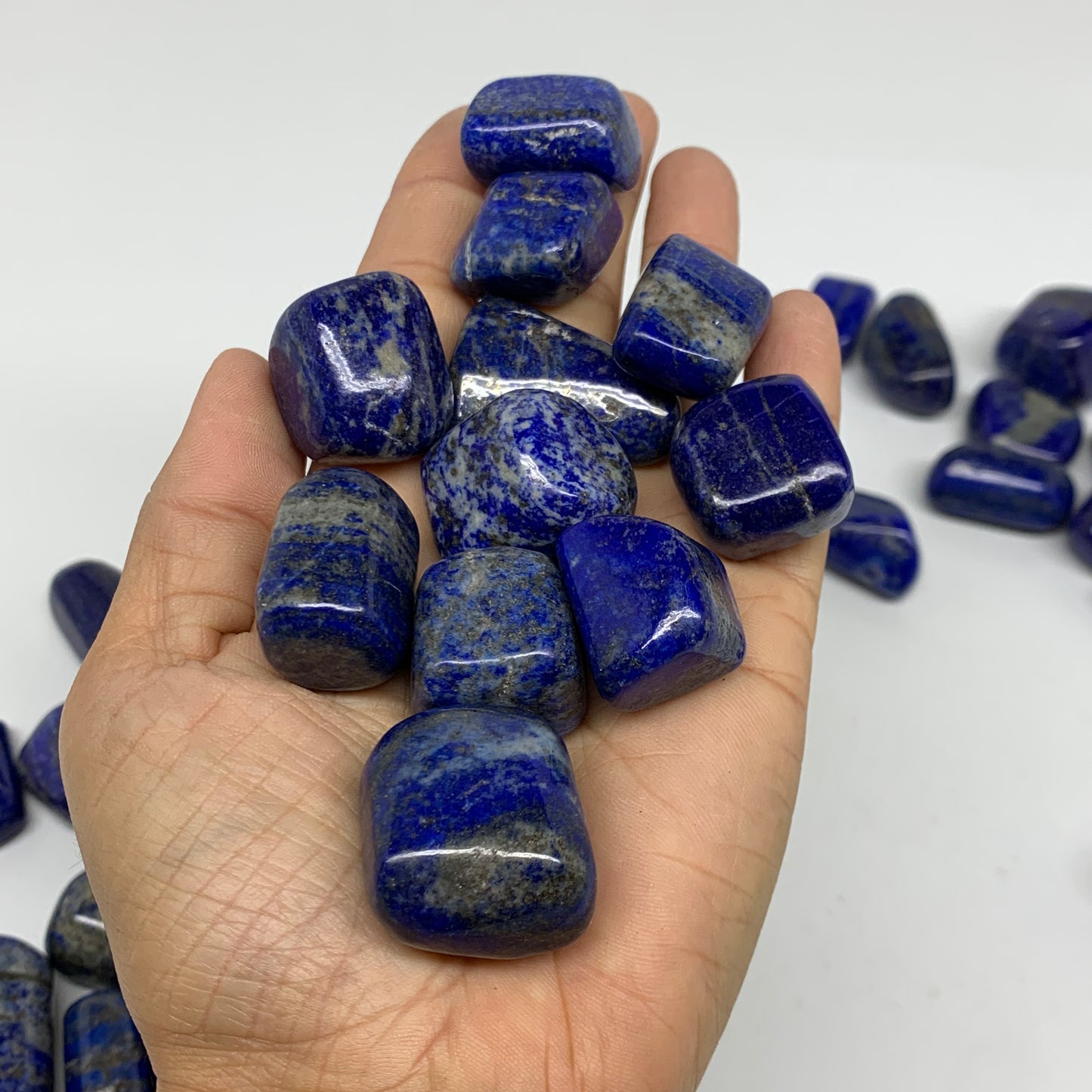 2.2 lb, 0.9"-1.6", 44 pcs, Lapis Lazuli Tumbled Stone Polished, B36980
