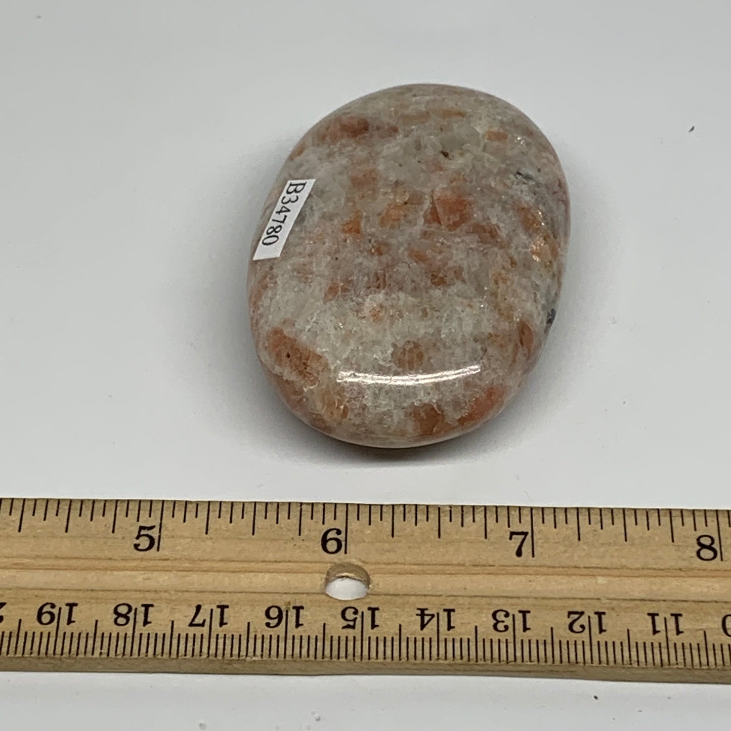 112g, 2.7"x1.8"x0.9", Natural Sunstone Palm-Stone Polished from India, B34780