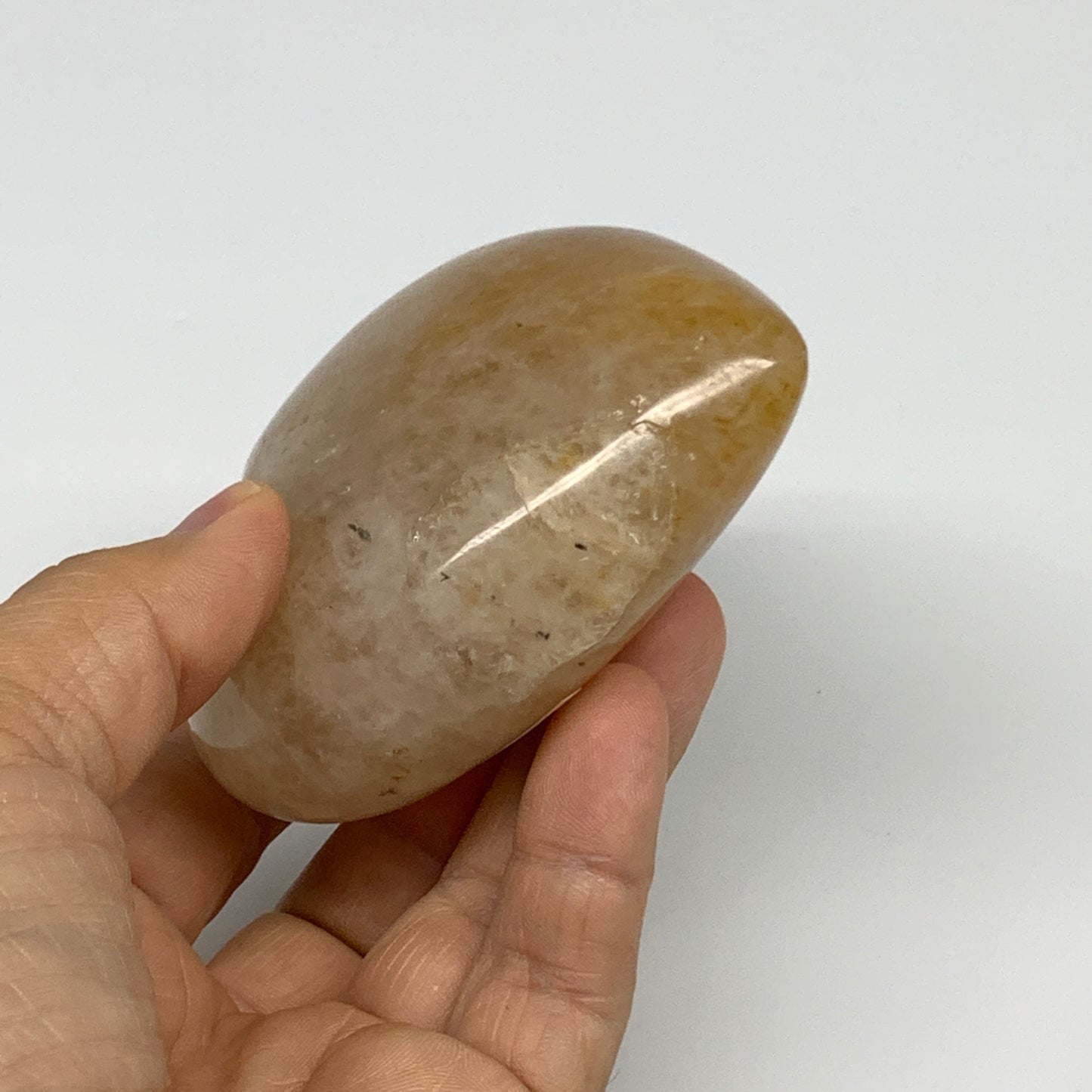 303.1g, 3.1"x3.1"x1.3" Yellow Healing Quartz Heart Crystal @Madagascar, B30558