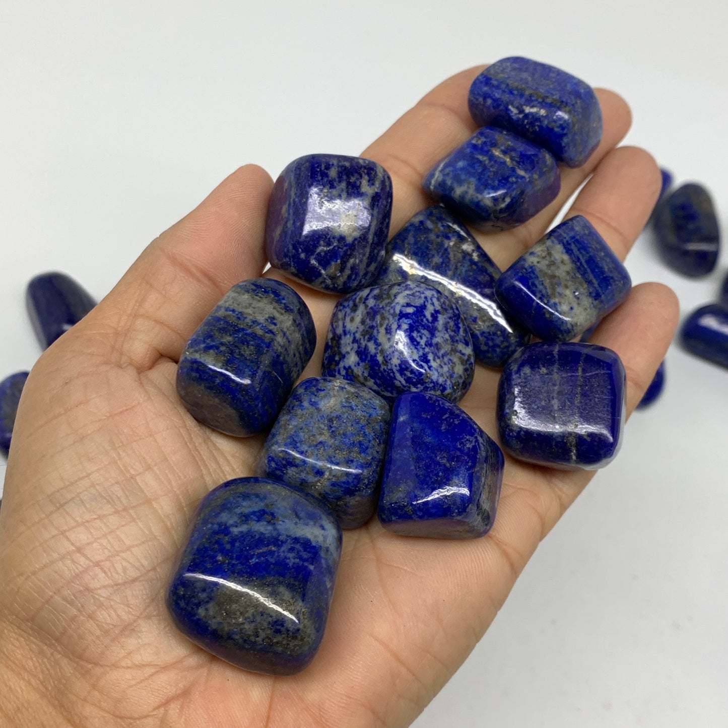 2.2 lb, 0.9"-1.6", 44 pcs, Lapis Lazuli Tumbled Stone Polished, B36980
