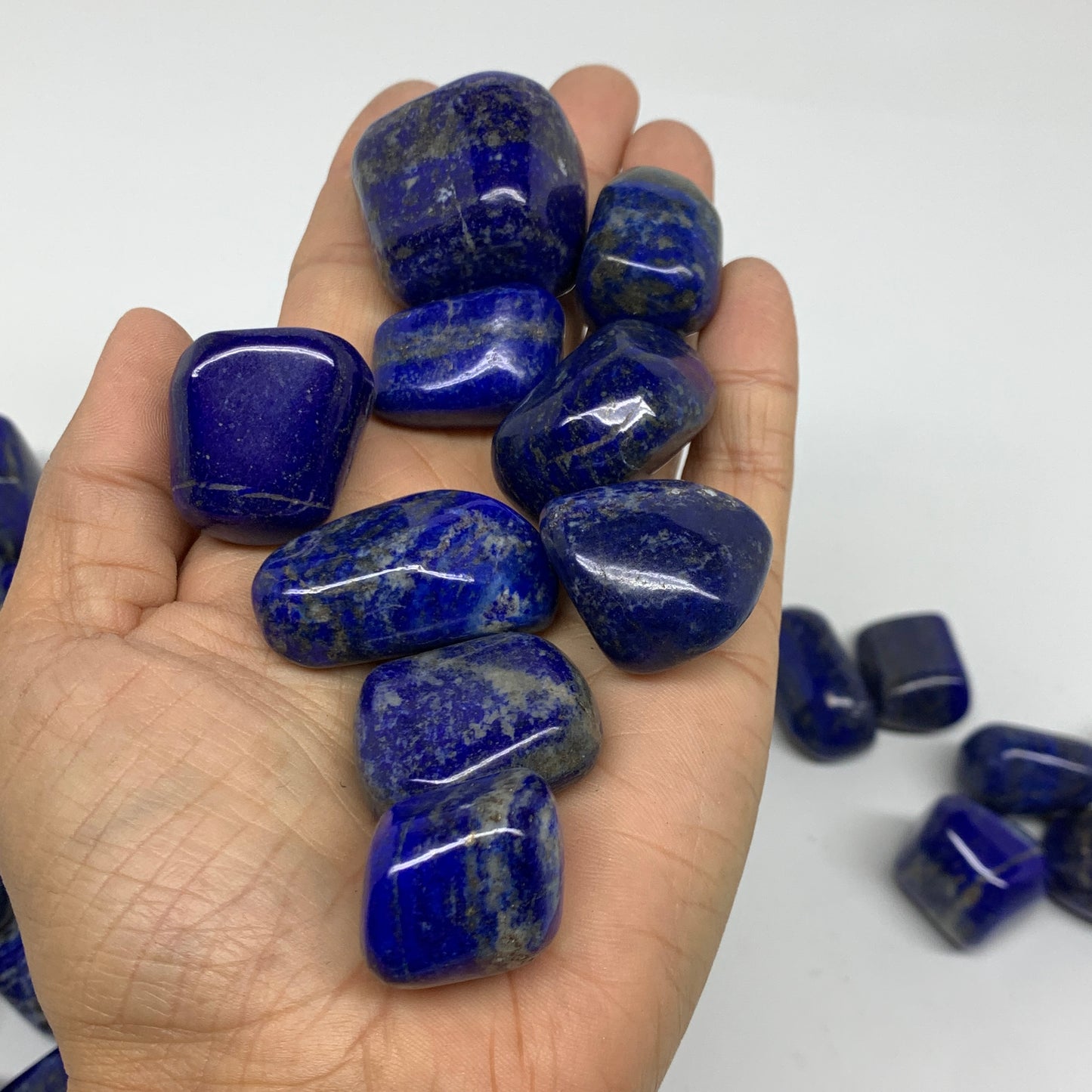 2.2 lb, 0.9"-1.6", 44 pcs, Lapis Lazuli Tumbled Stone Polished, B36980
