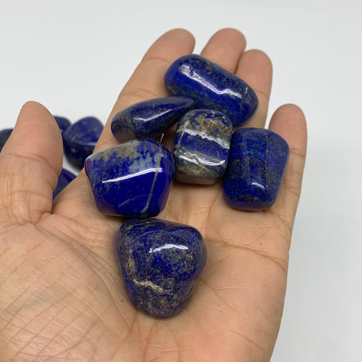 2.2 lb, 0.9"-1.6", 44 pcs, Lapis Lazuli Tumbled Stone Polished, B36980