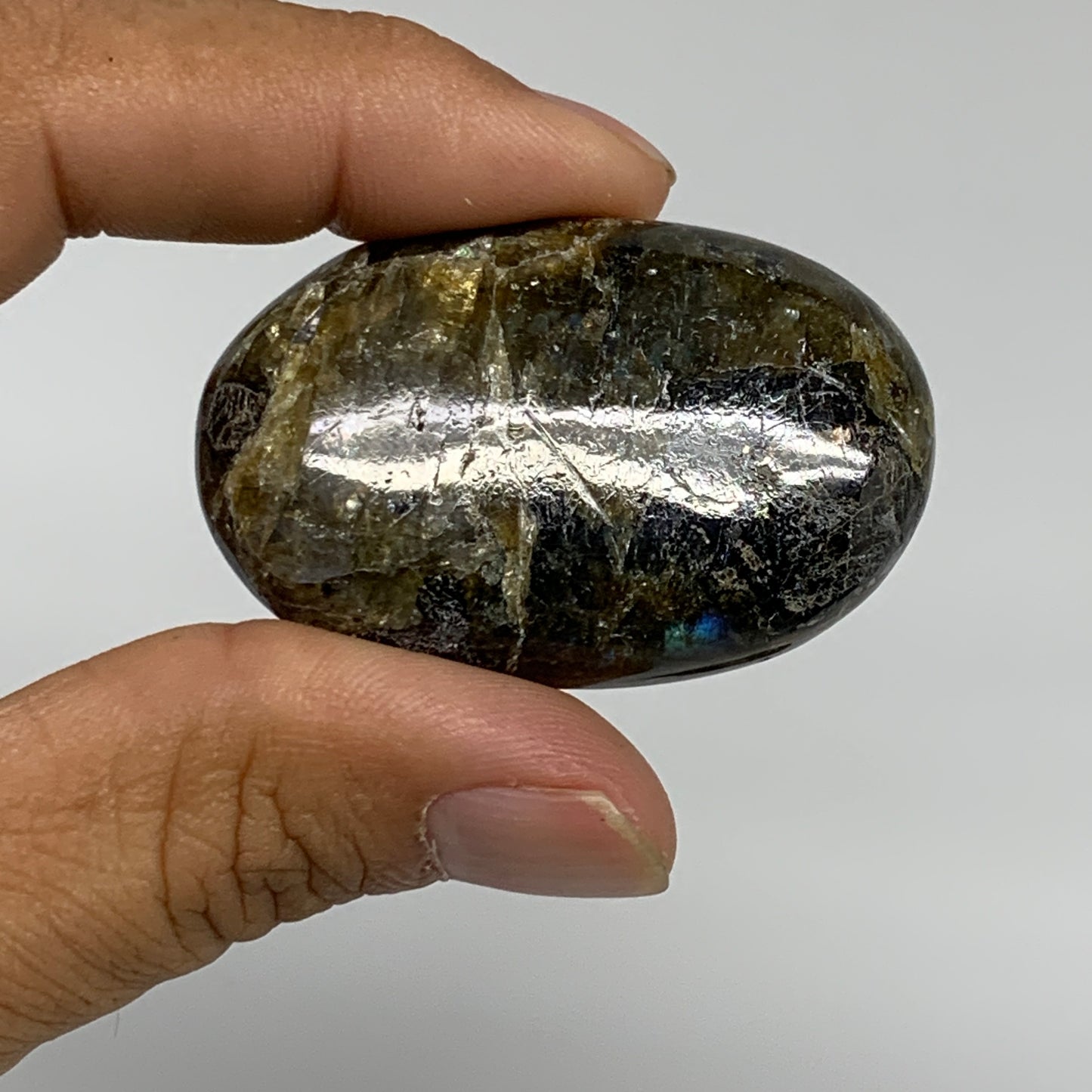 176.7g, 1.8"-1.9", 5pcs, Labradorite Palm-stone Polished Gemstone, B35543