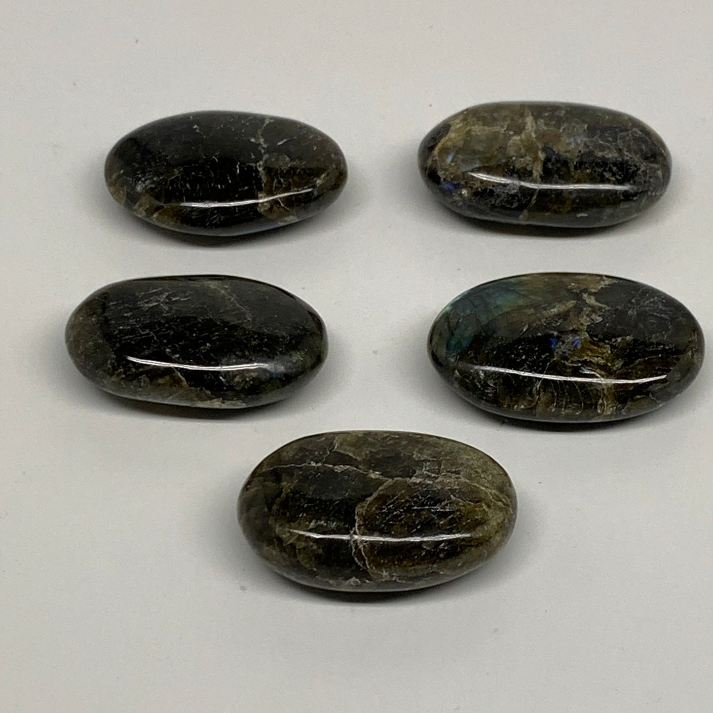 176.7g, 1.8"-1.9", 5pcs, Labradorite Palm-stone Polished Gemstone, B35543