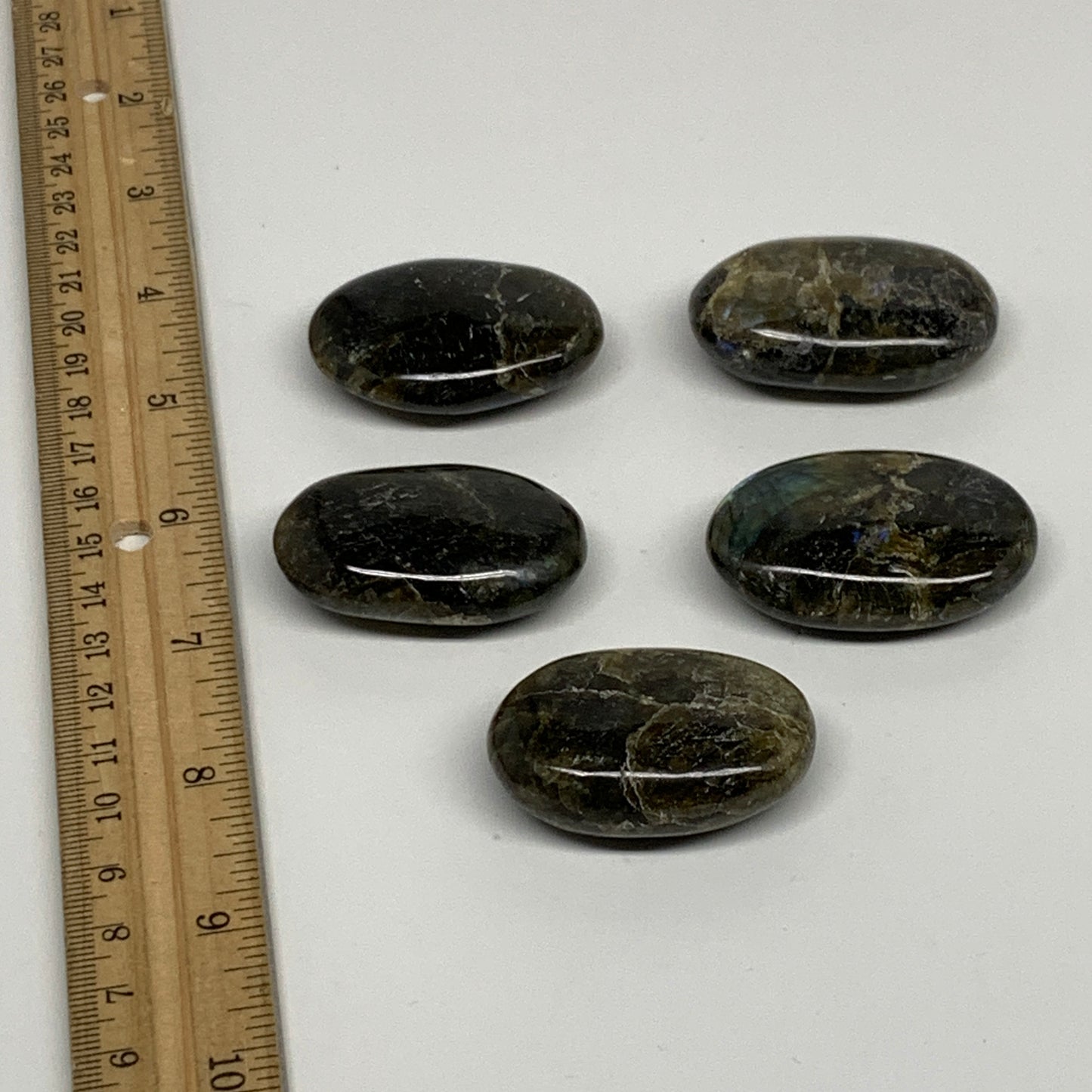 176.7g, 1.8"-1.9", 5pcs, Labradorite Palm-stone Polished Gemstone, B35543