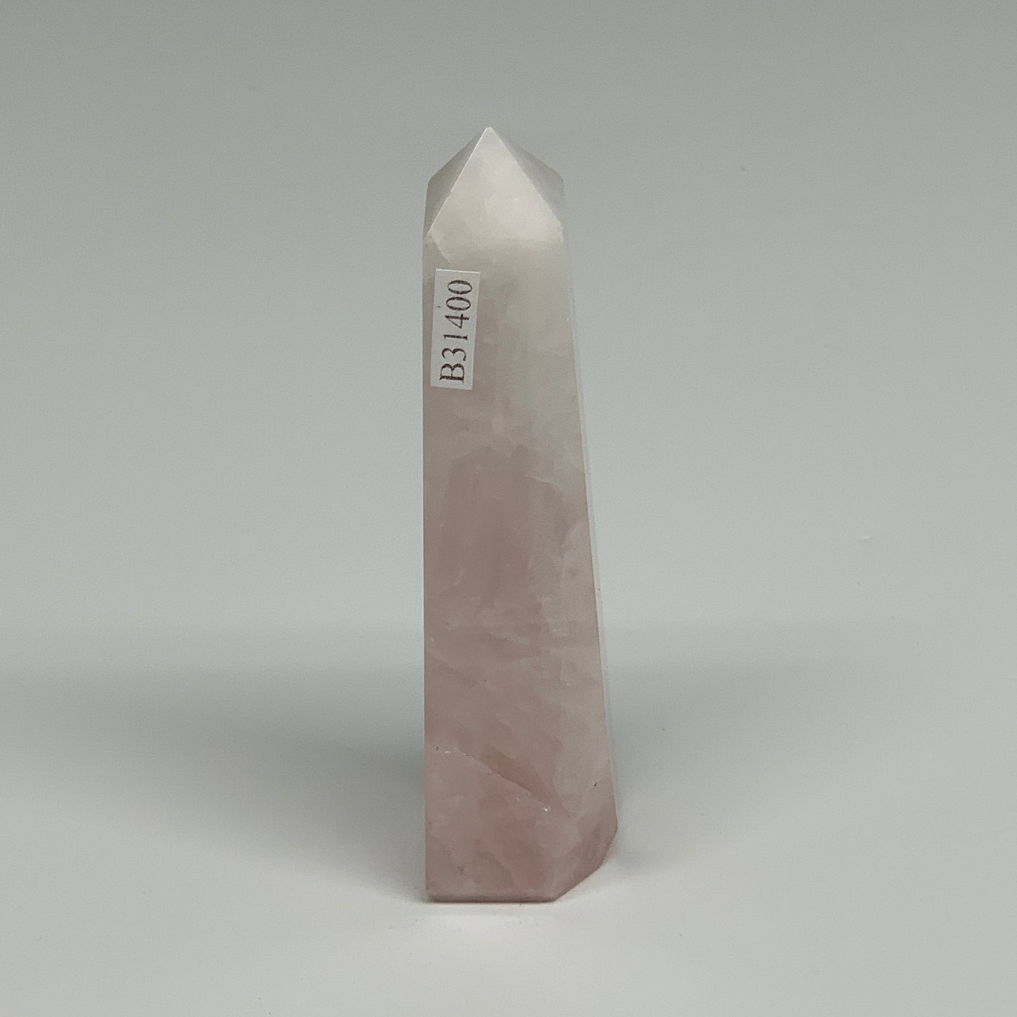 86.6g,3.7"x0.9"x0.9" Rose Quartz Tower Obelisk Point Crystal @Brazil, B31400