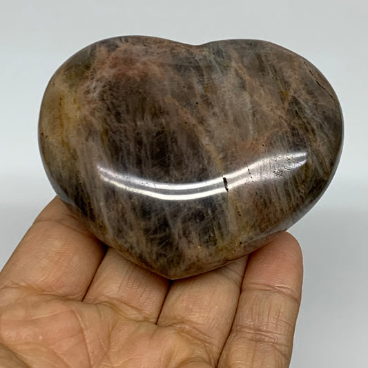 0.44 lbs, 2.5"x3"x1.1", Black Moonstone Heart Polished Crystal Decor, B37826