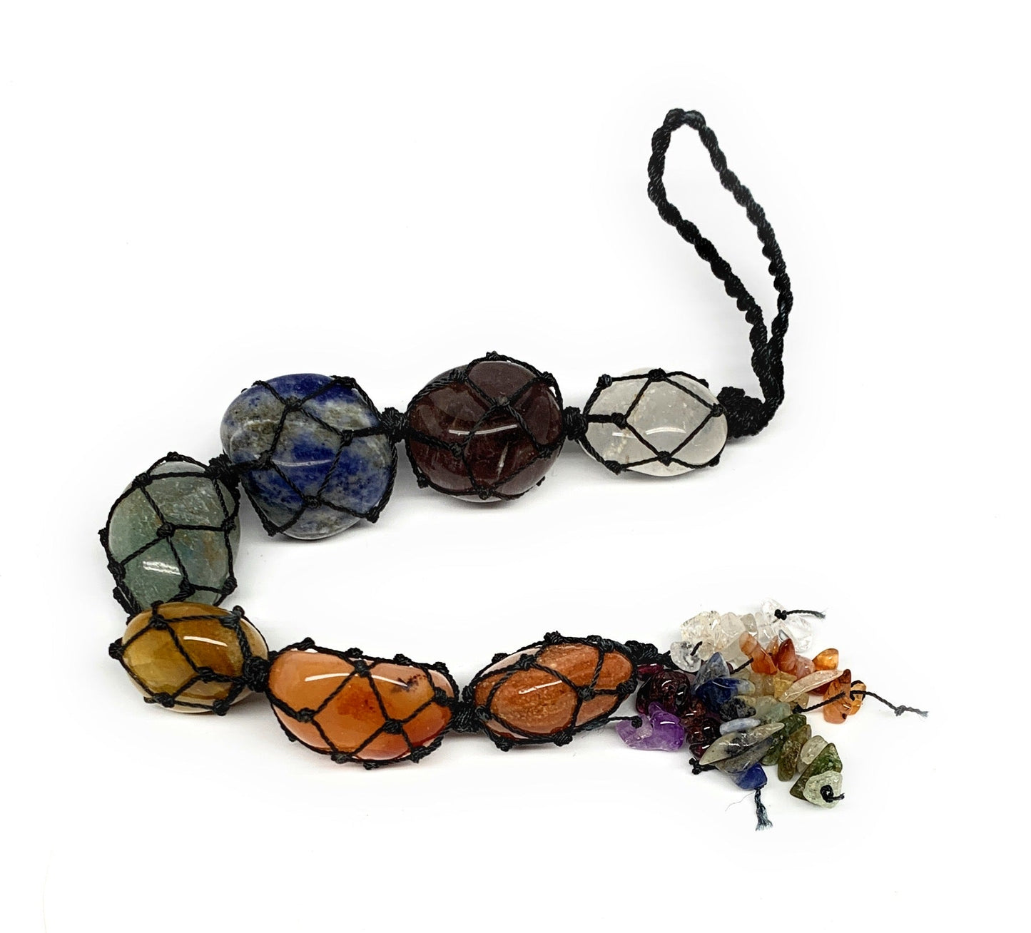 30pcs, 7 Chakra Stones Car Tassel Ornament, Wall Hanging, Tumbled