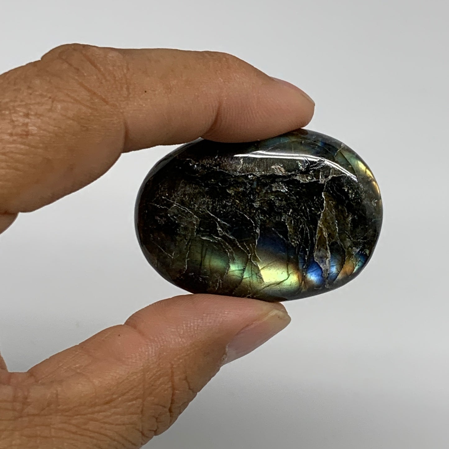 165.5g, 1.7"-1.8", 5pcs, Labradorite Palm-stone Polished Gemstone, B35544