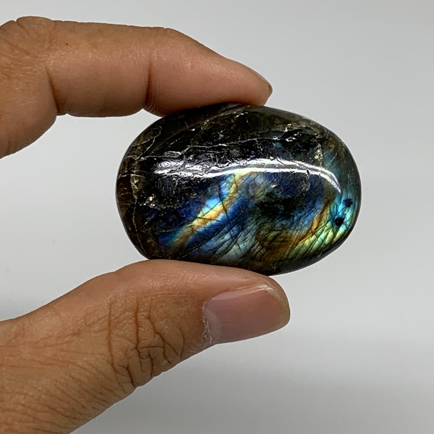 165.5g, 1.7"-1.8", 5pcs, Labradorite Palm-stone Polished Gemstone, B35544
