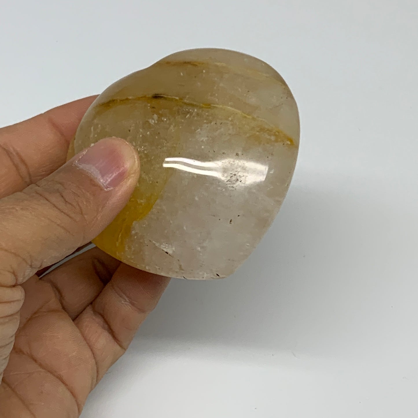 209.1g, 2.6"x2.7"x1.3" Yellow Healing Quartz Heart Crystal @Madagascar, B30560